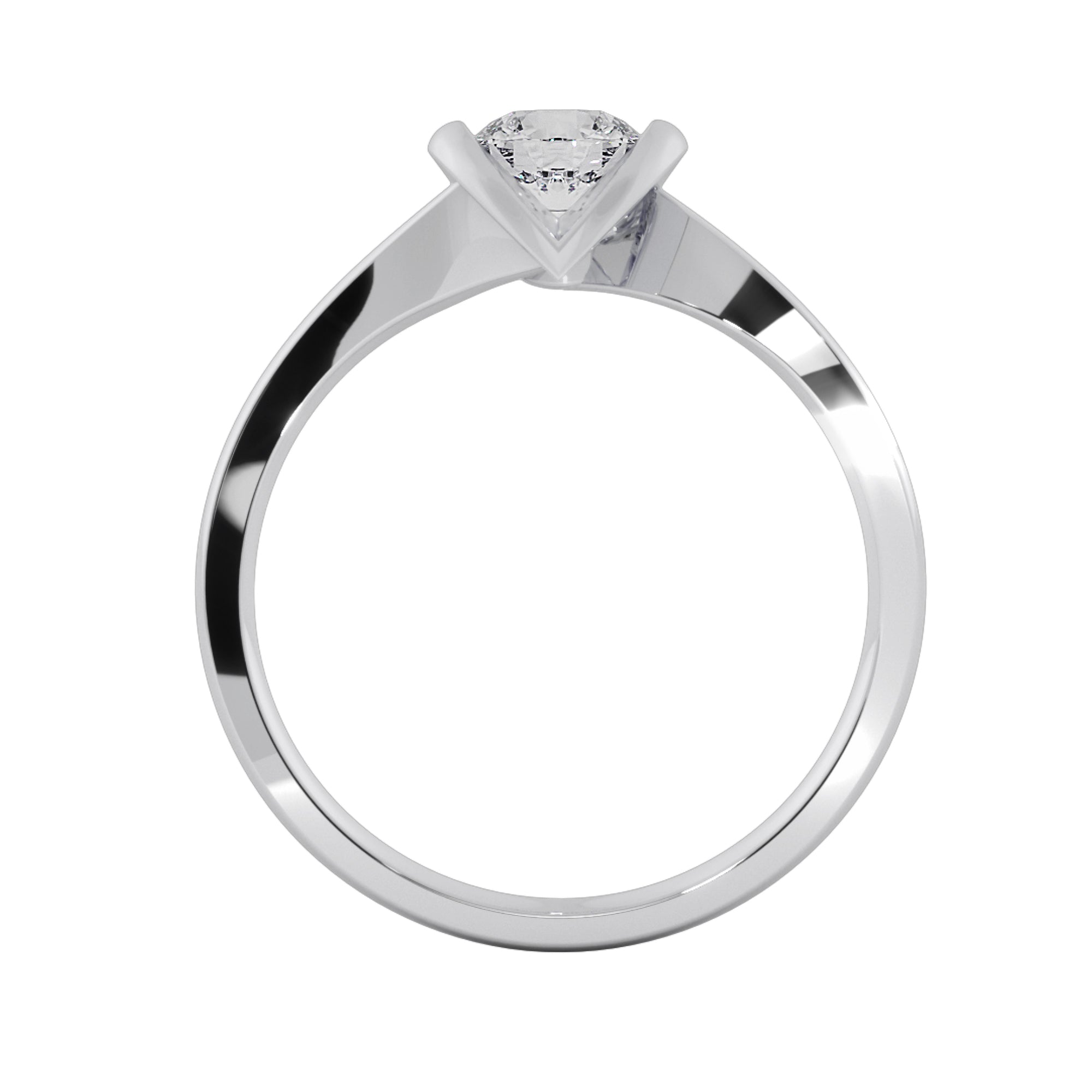 Curved Heart Bezel Lab Grown Solitaire Ring