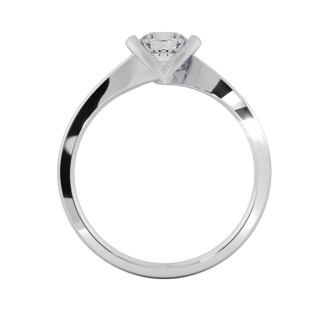 Curved Heart Bezel Lab Grown Solitaire Ring
