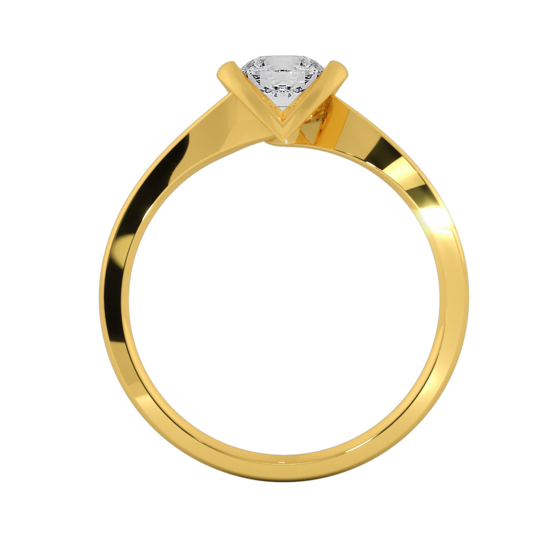 Curved Heart Bezel Lab Grown Solitaire Ring