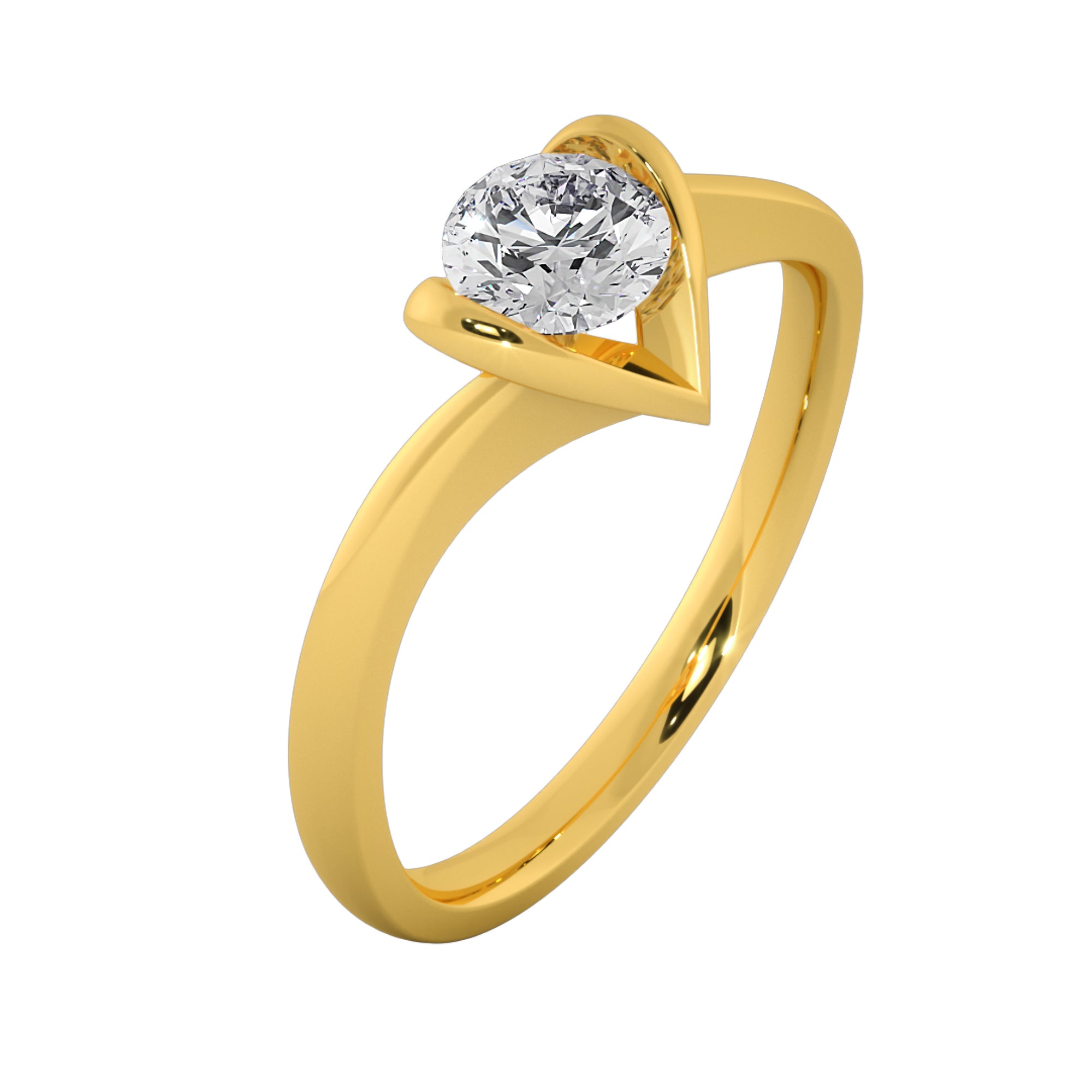 Curved Heart Bezel Lab Grown Solitaire Ring