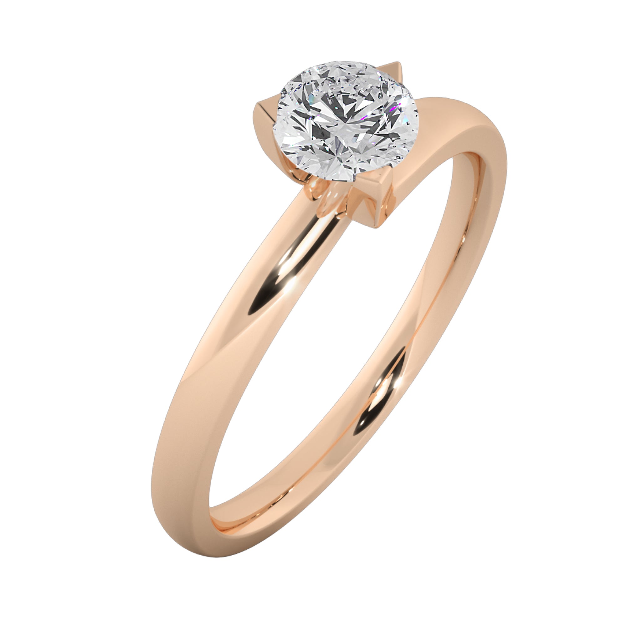 Elegant 3-Claw Round Lab Grown Diamond Solitaire Ring