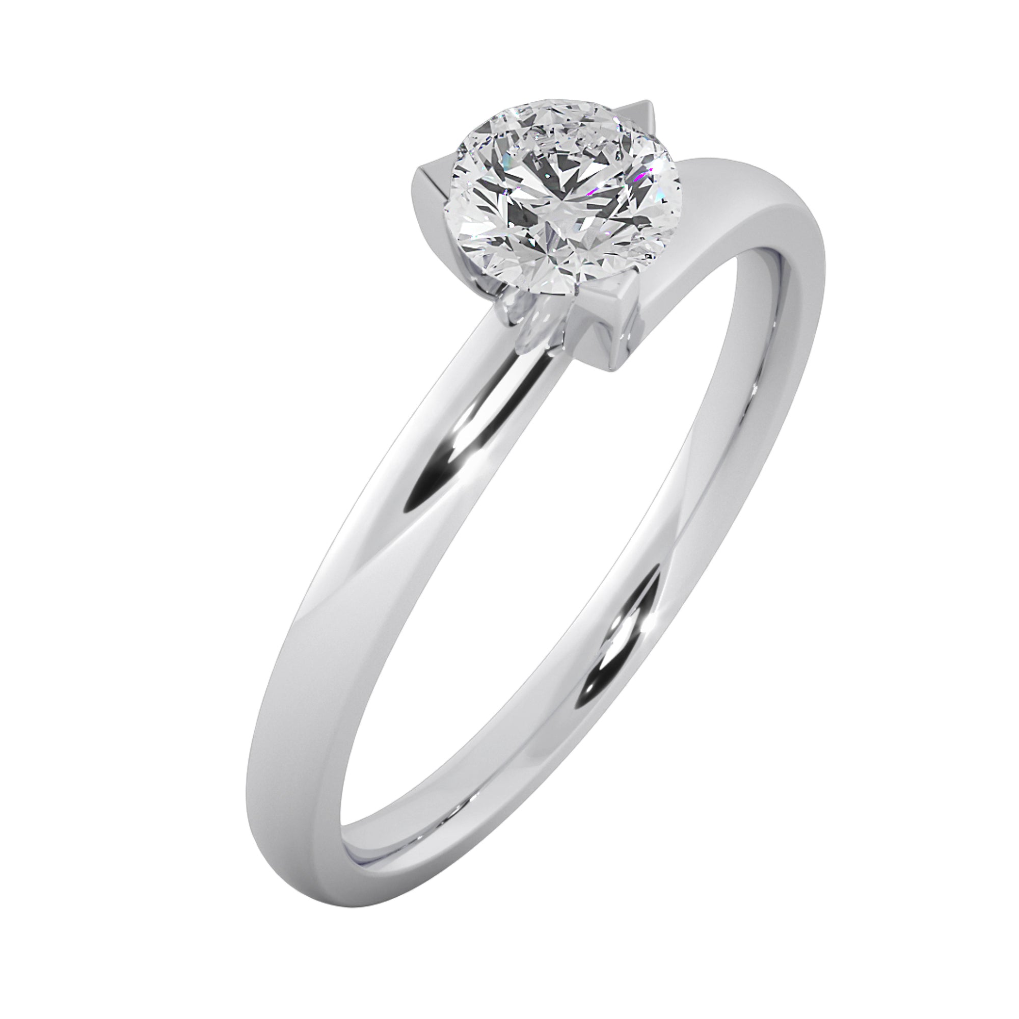 Elegant 3-Claw Round Lab Grown Diamond Solitaire Ring