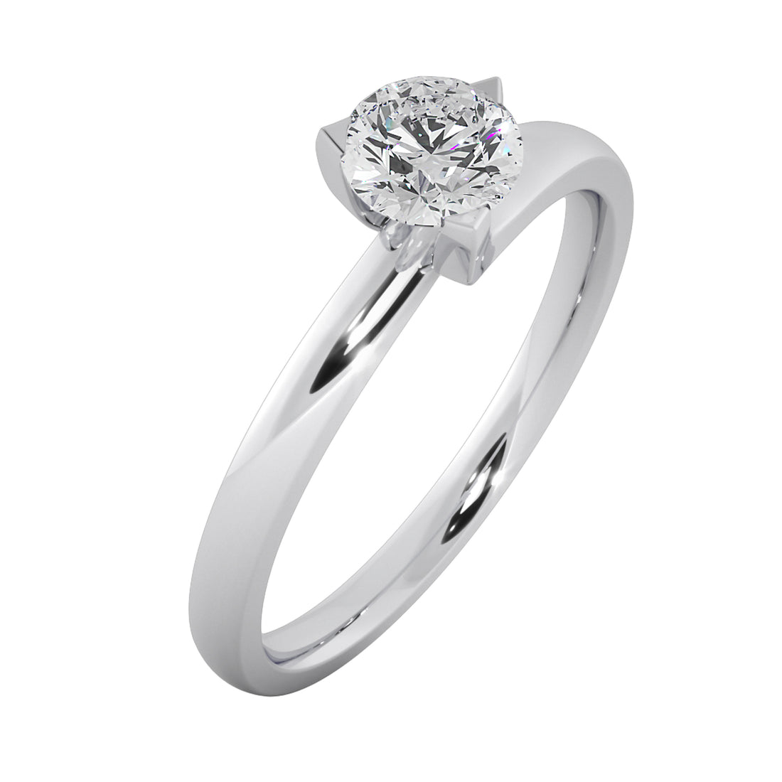 Elegant 3-Claw Round Lab Grown Diamond Solitaire Ring