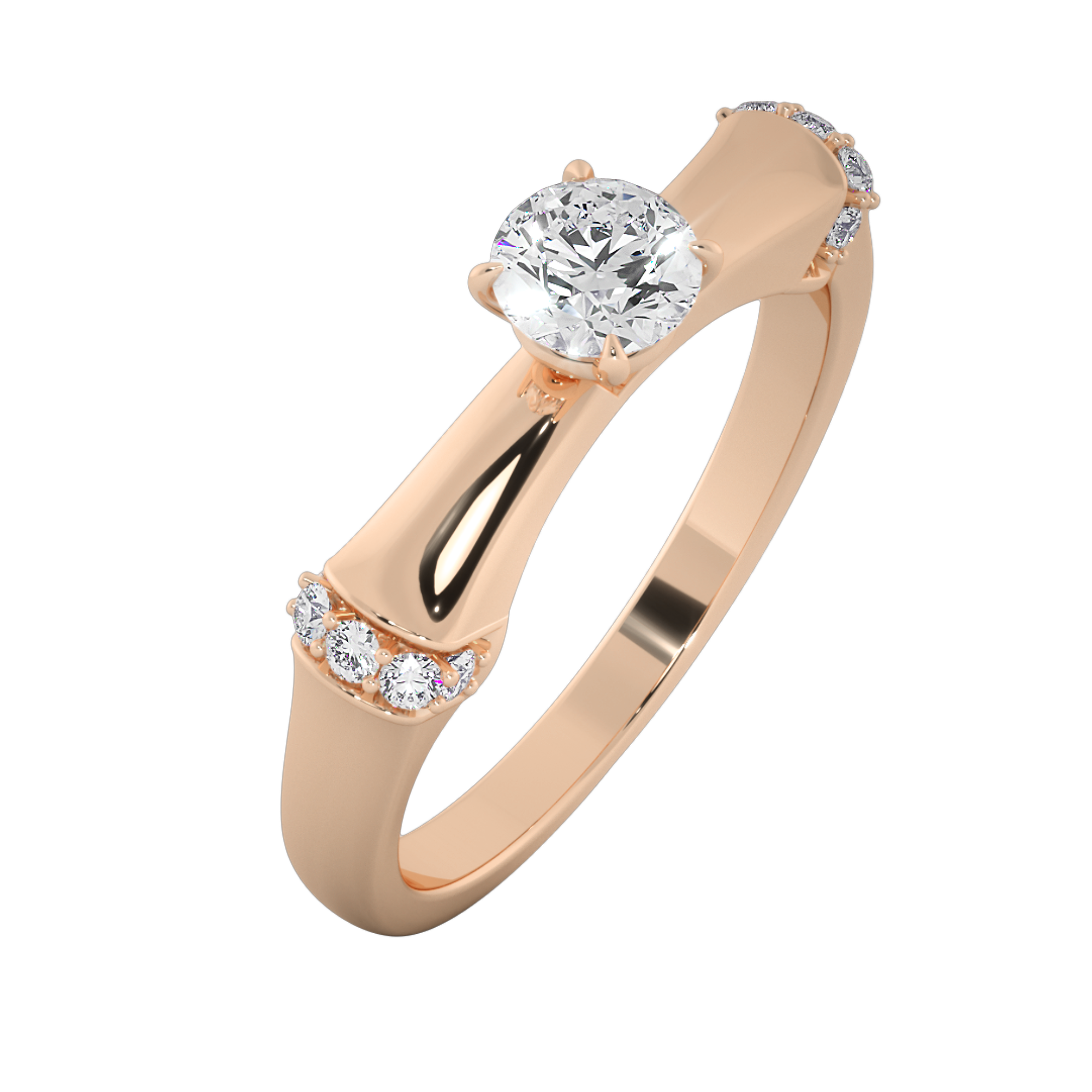 Vintage-Inspired Round Solitaire Ring with Pavé Diamond
