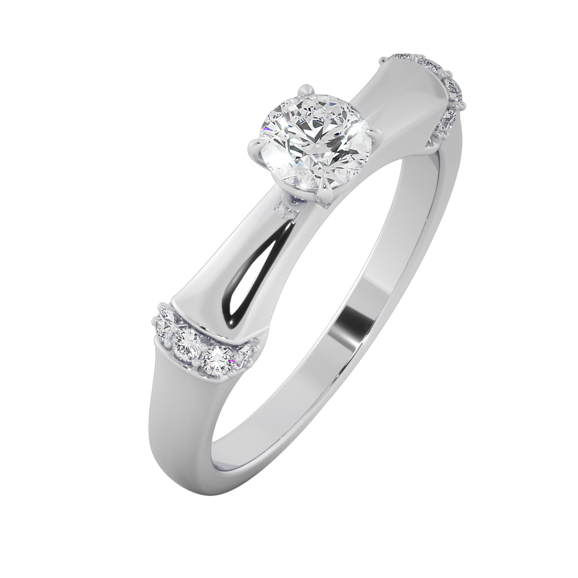 Vintage-Inspired Round Solitaire Ring with Pavé Diamond
