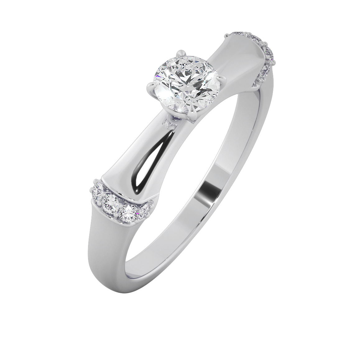 Vintage-Inspired Round Solitaire Ring with Pavé Diamond