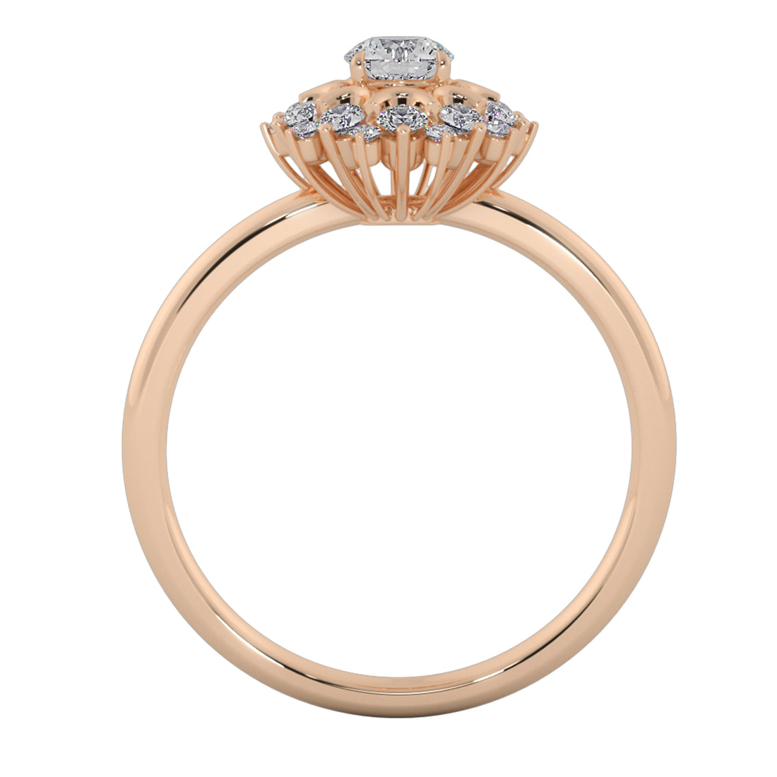 Vintage Floral Sunburst Halo Round Ring