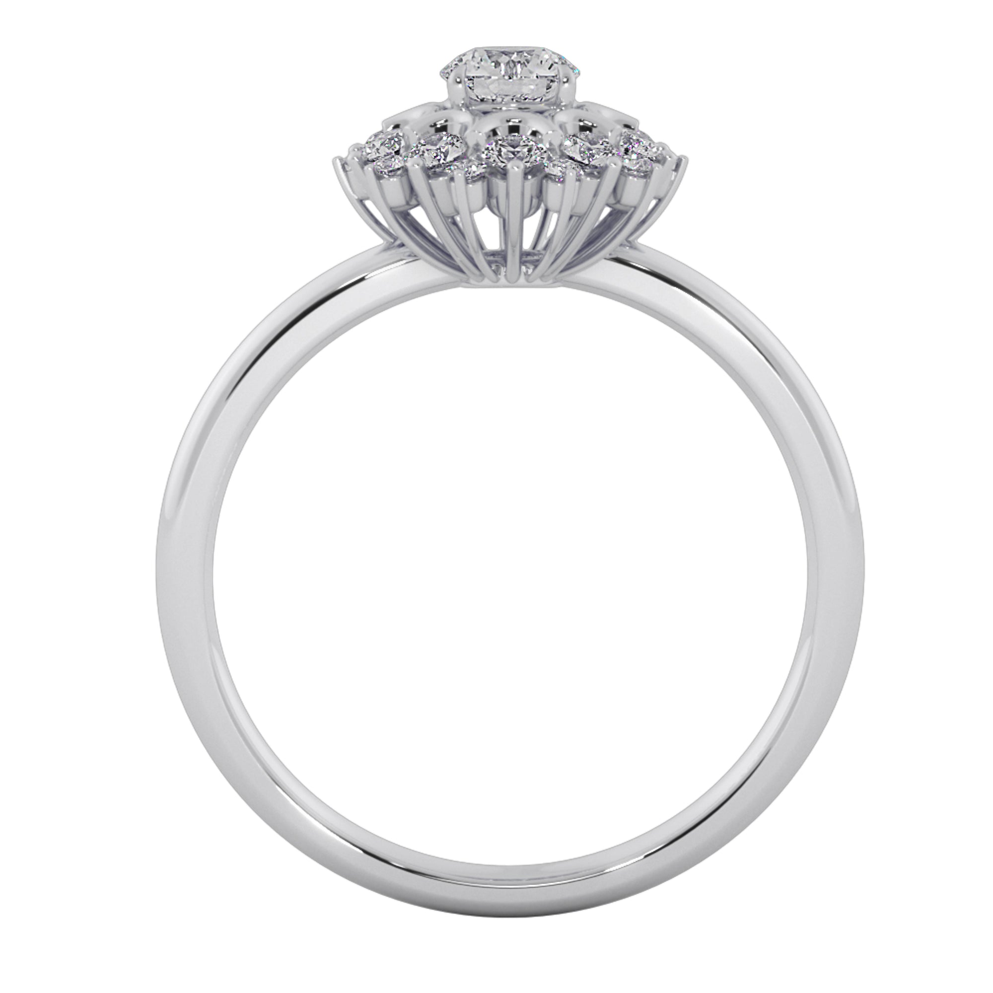 Vintage Floral Sunburst Halo Round Ring
