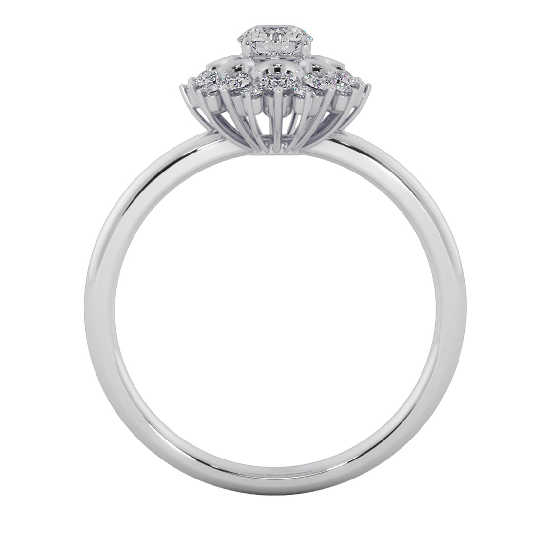 Vintage Floral Sunburst Halo Round Ring