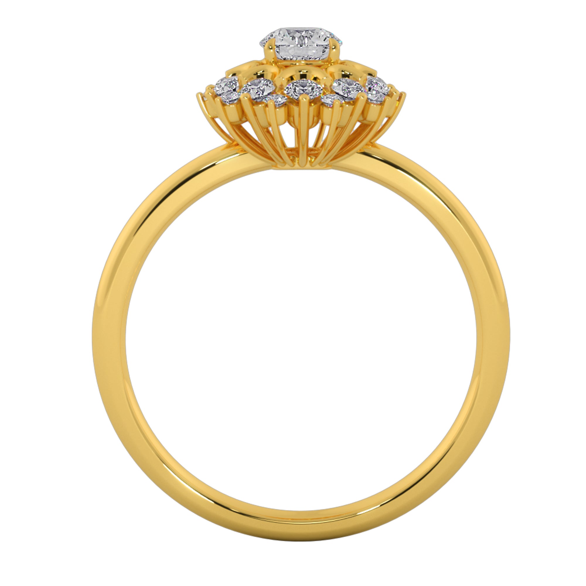 Vintage Floral Sunburst Halo Round Ring