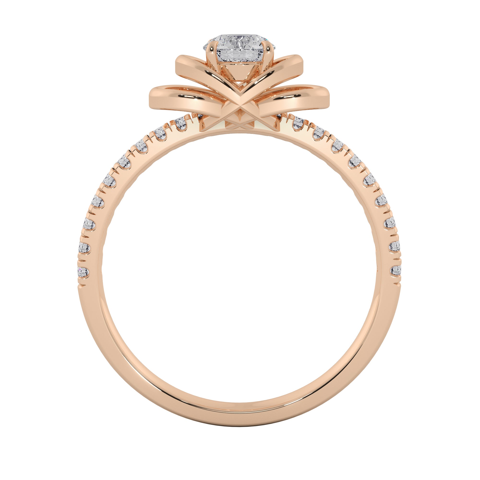 Round Cut Interlocking Double Loop Diamond Ring