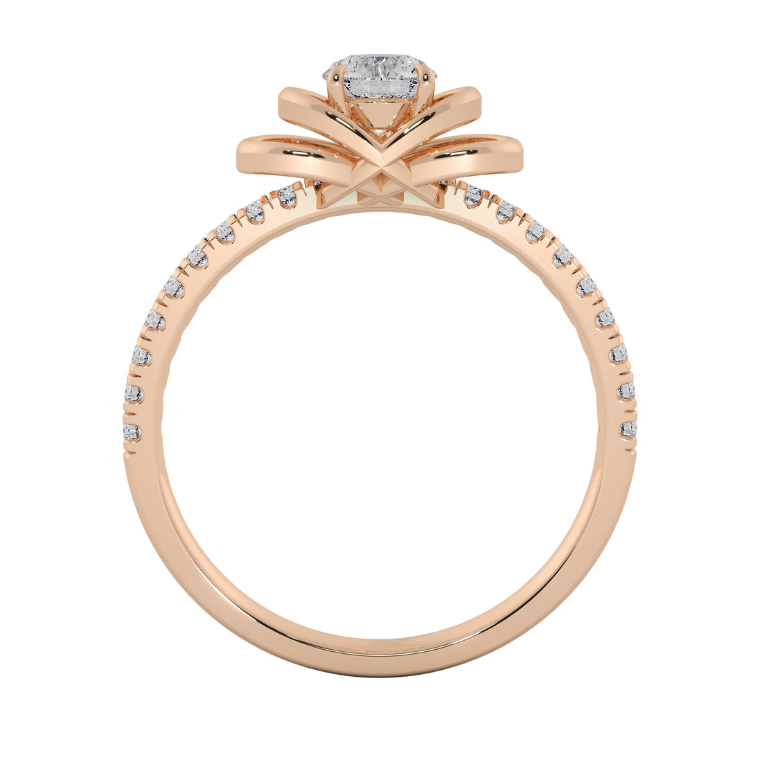 Round Cut Interlocking Double Loop Diamond Ring