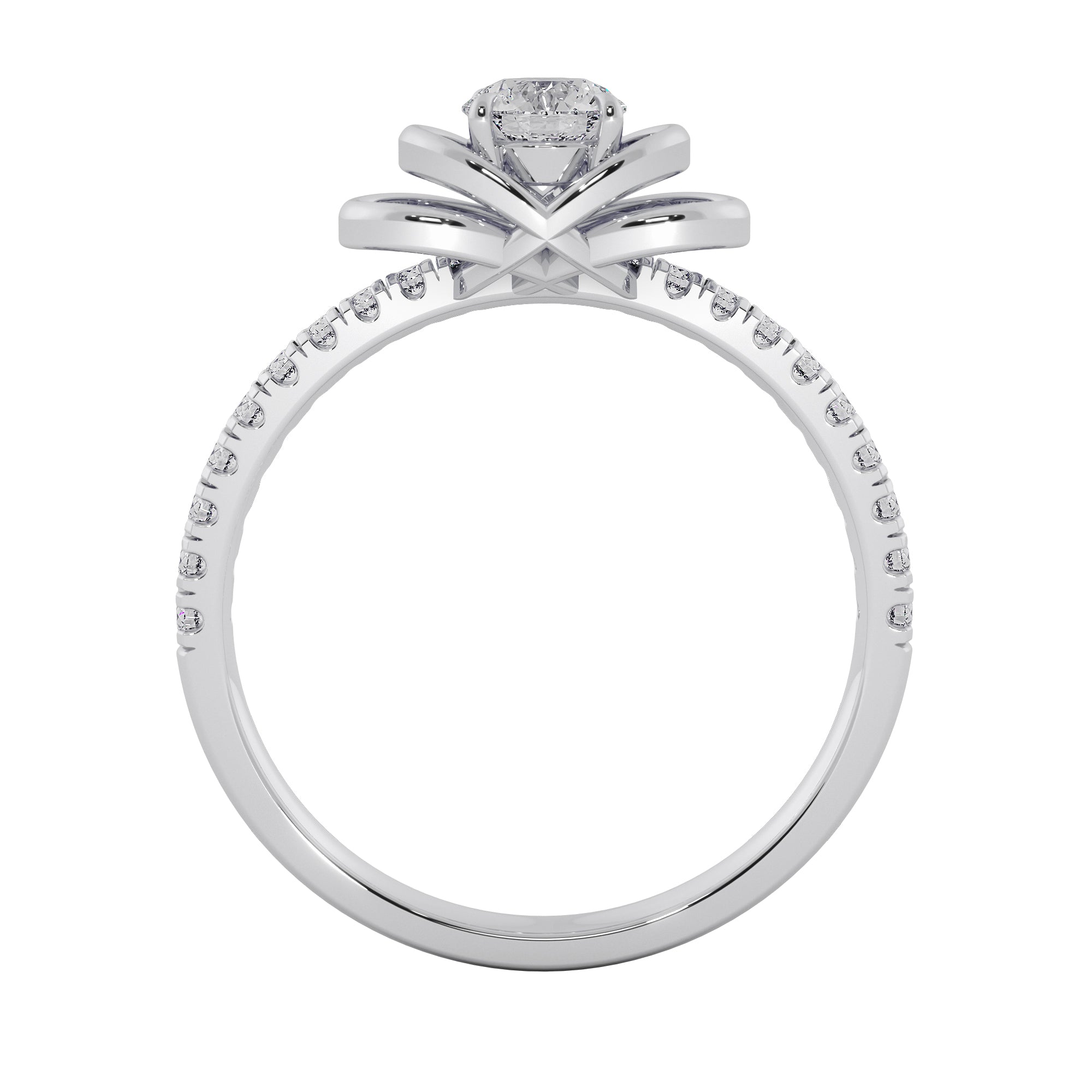 Round Cut Interlocking Double Loop Diamond Ring