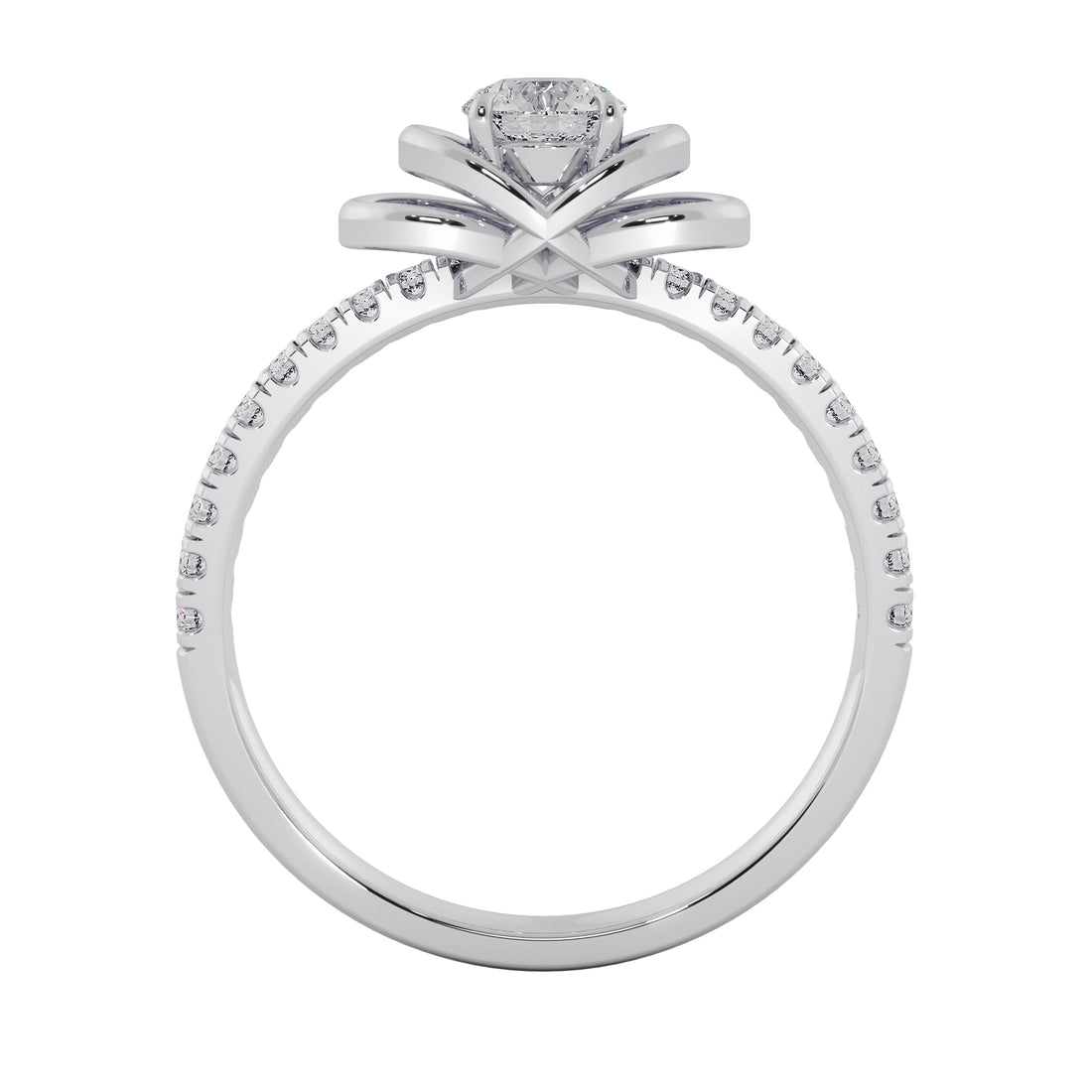 Round Cut Interlocking Double Loop Diamond Ring