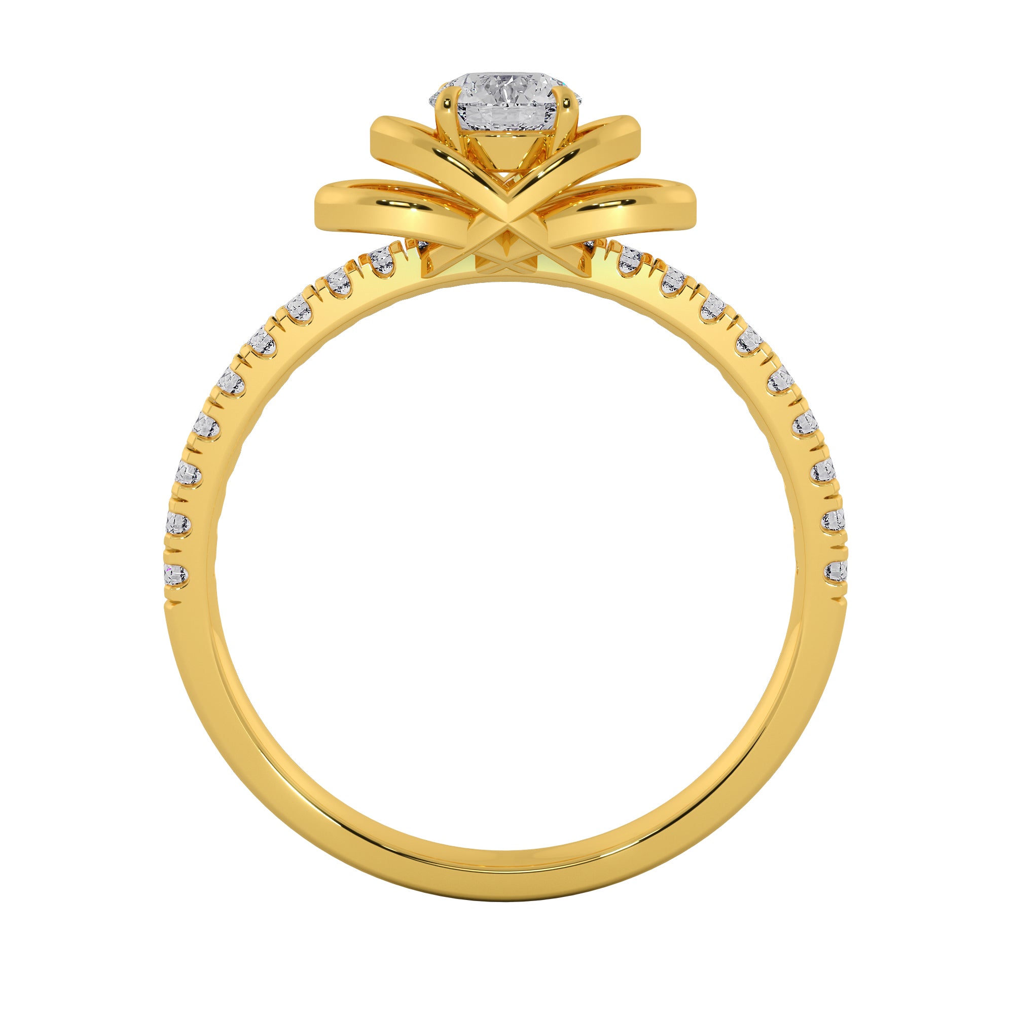 Round Cut Interlocking Double Loop Diamond Ring