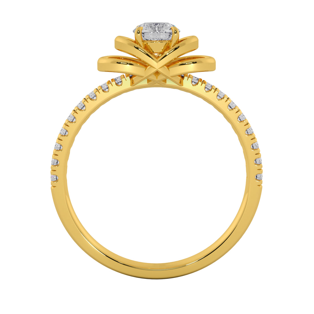 Round Cut Interlocking Double Loop Diamond Ring