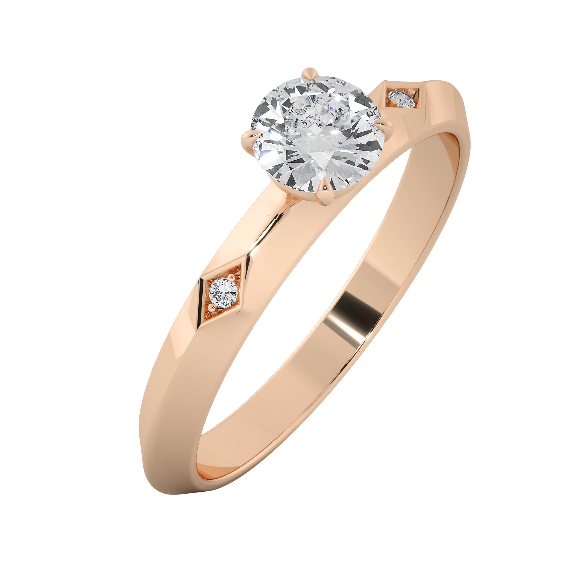 Knife-Edge Round Cut Solitaire Engagement Ring