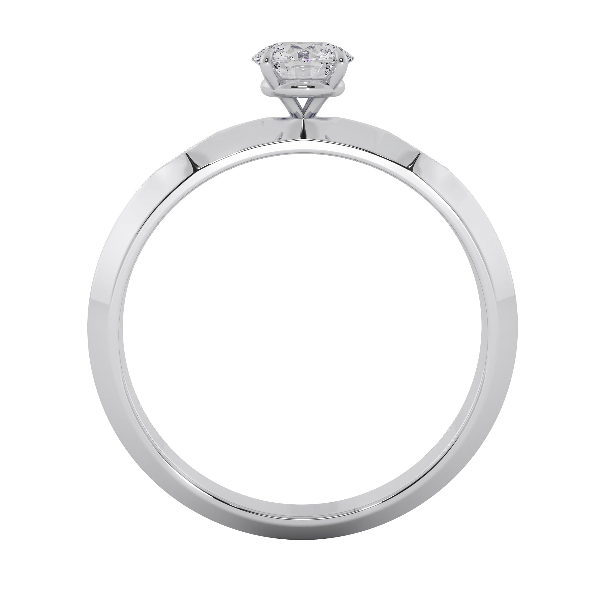 Knife-Edge Round Cut Solitaire Engagement Ring