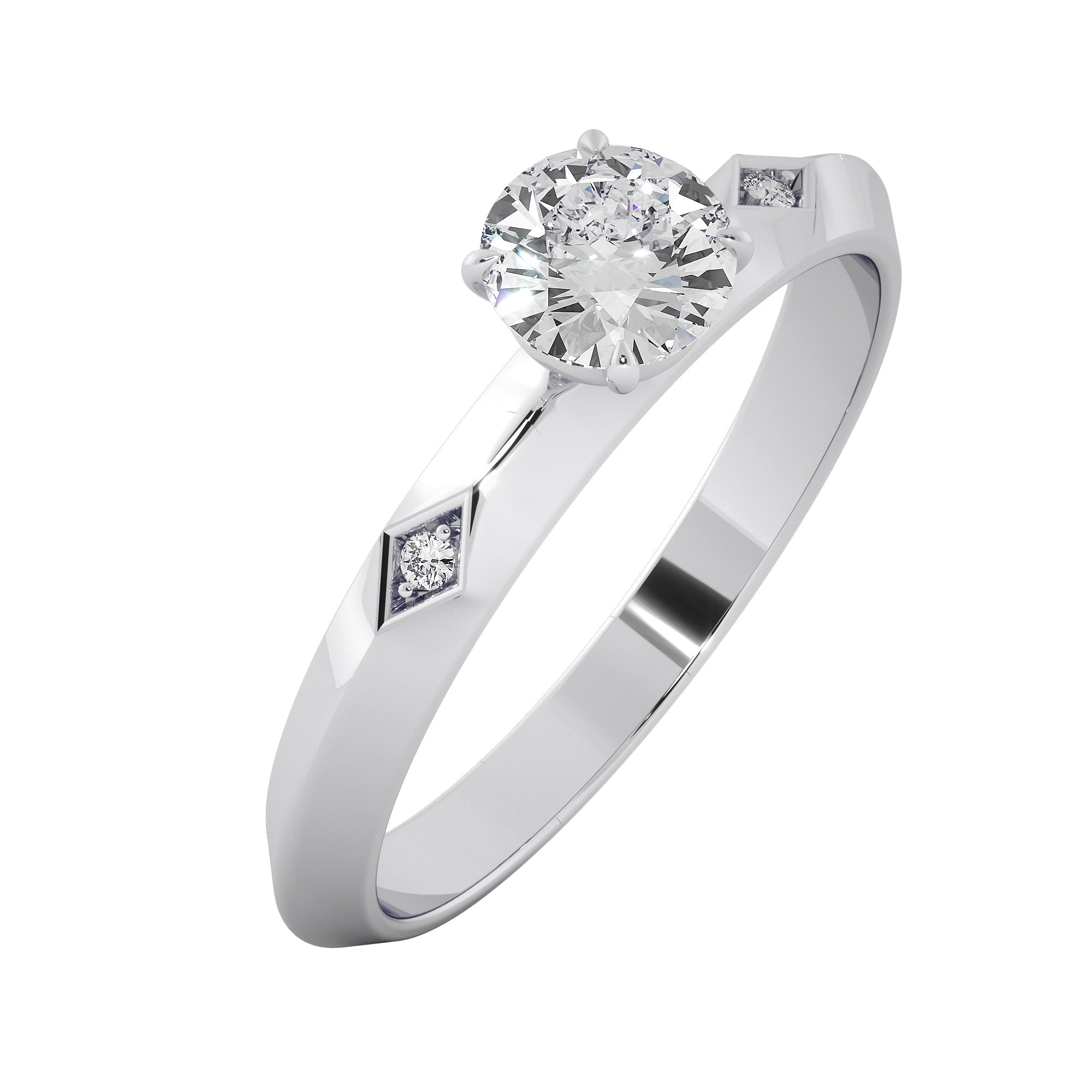 Knife-Edge Round Cut Solitaire Engagement Ring