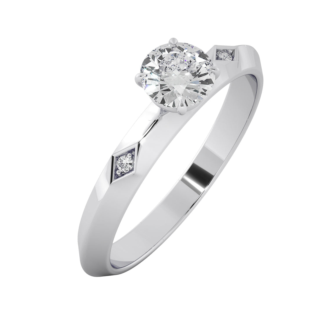Knife-Edge Round Cut Solitaire Engagement Ring