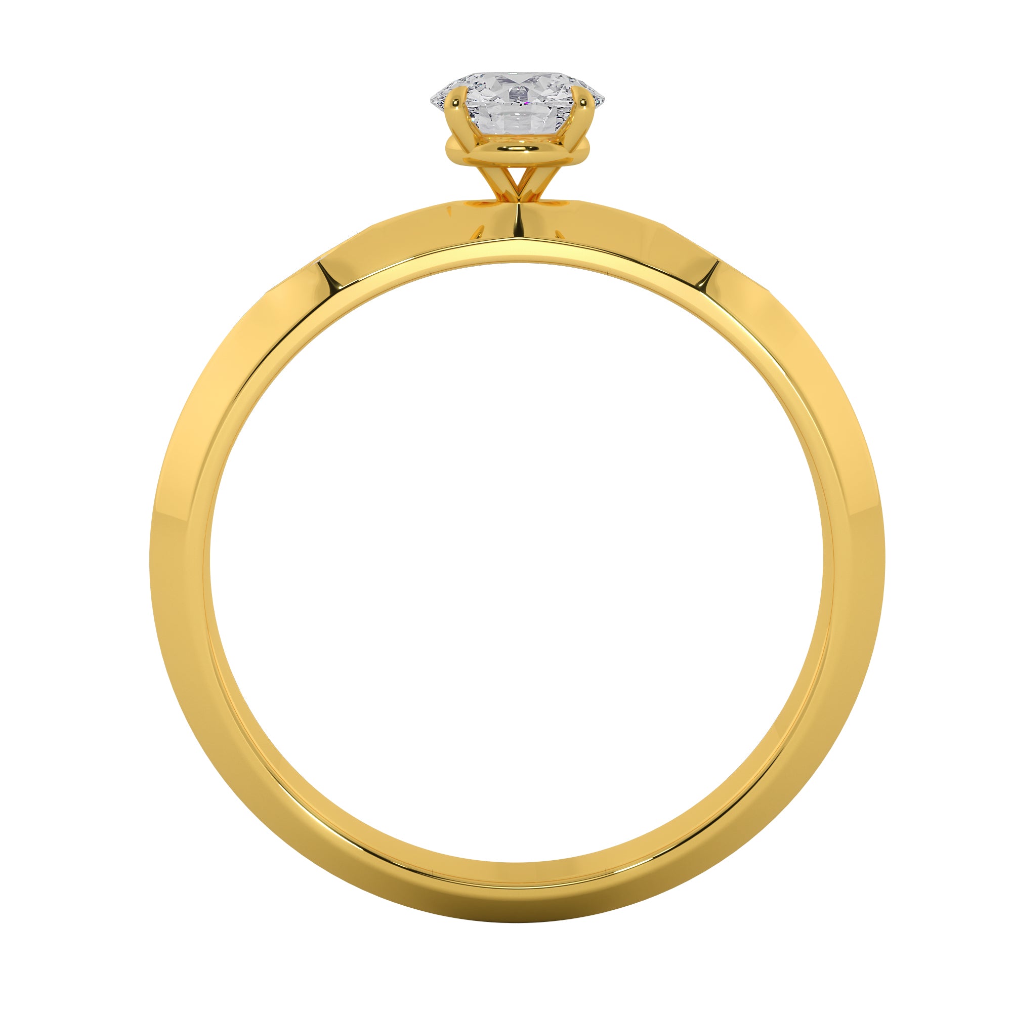 Knife-Edge Round Cut Solitaire Engagement Ring