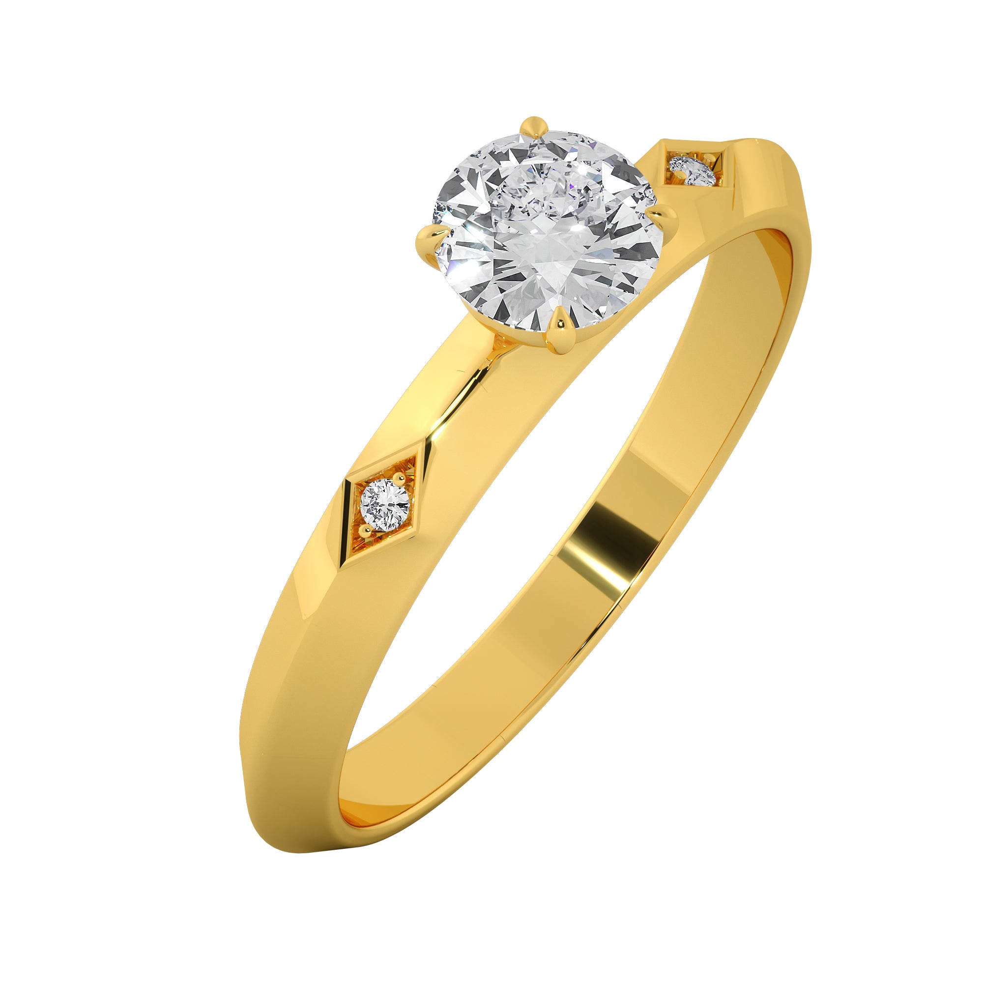 Knife-Edge Round Cut Solitaire Engagement Ring