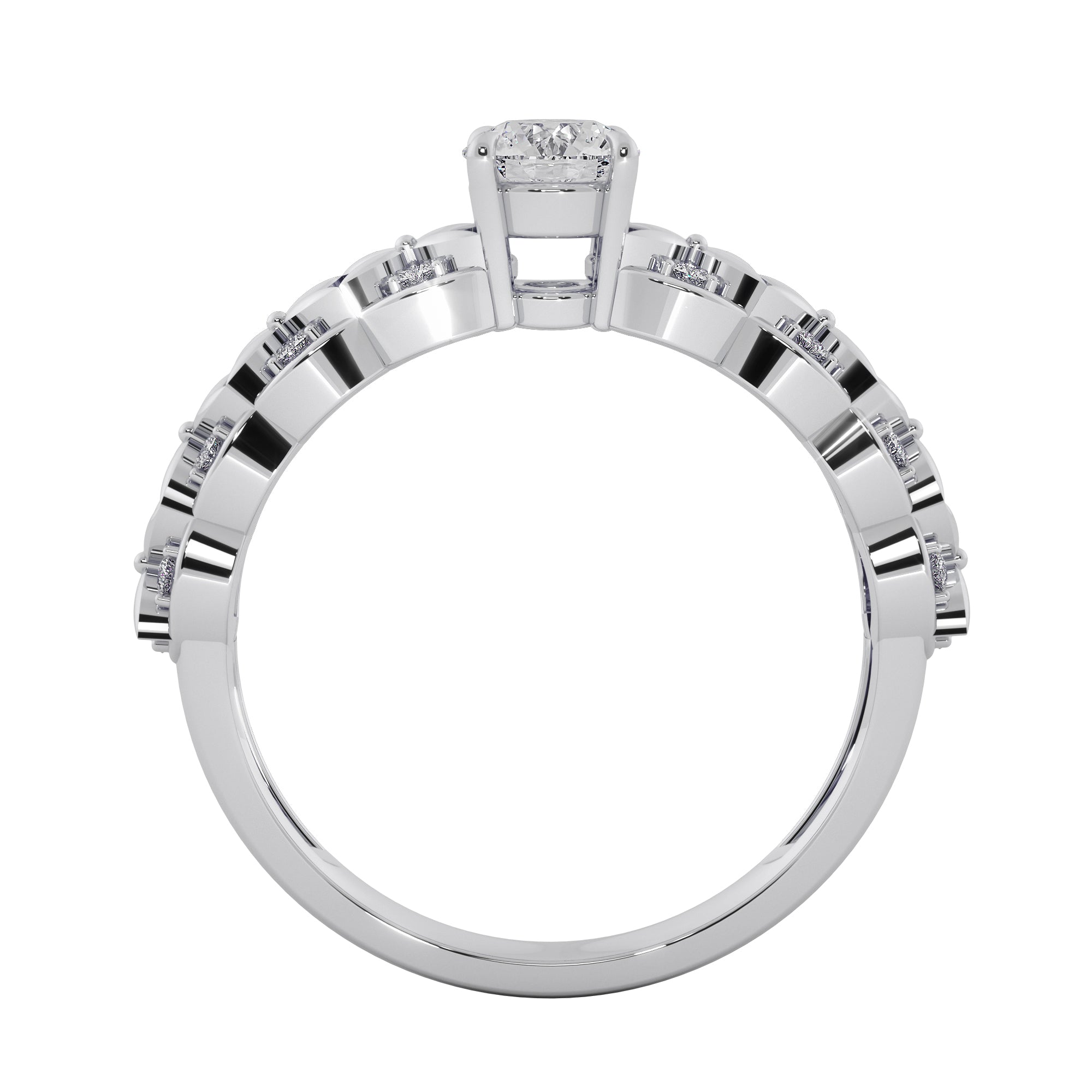 Vintage Lattice Floral Diamond Solitaire Engagement Ring