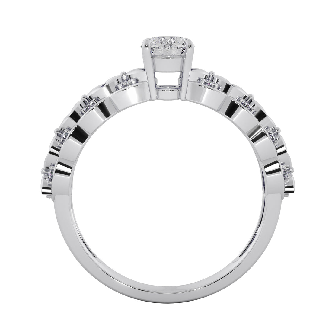 Vintage Lattice Floral Diamond Solitaire Engagement Ring