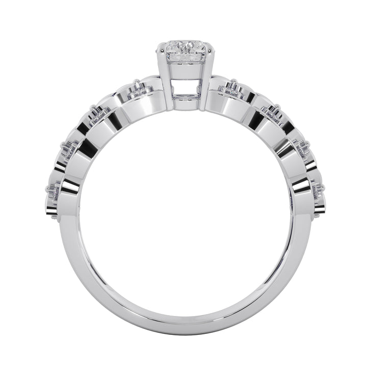 Vintage Lattice Floral Diamond Solitaire Engagement Ring