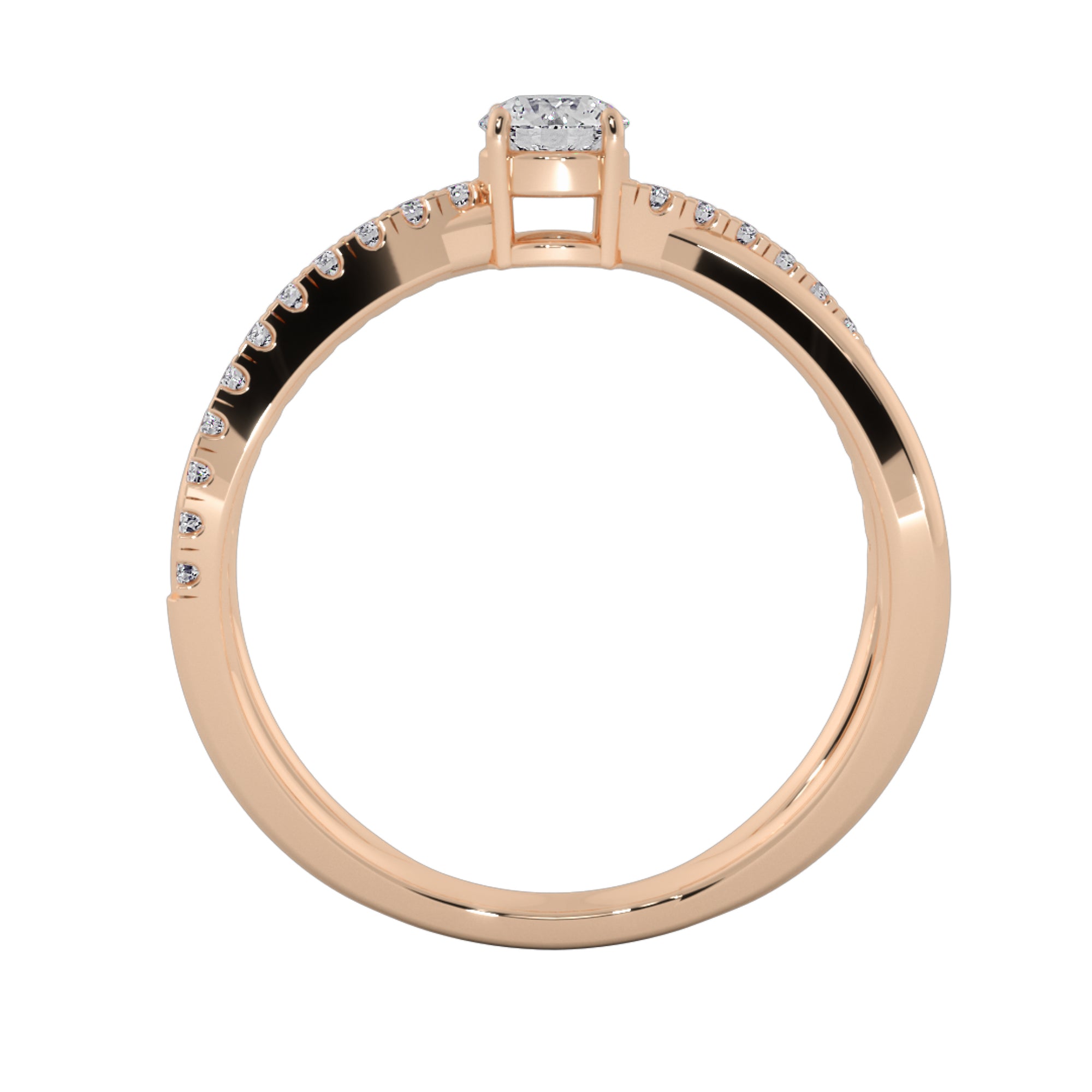 Criss Cross Round Cut Solitaire Engagement Ring