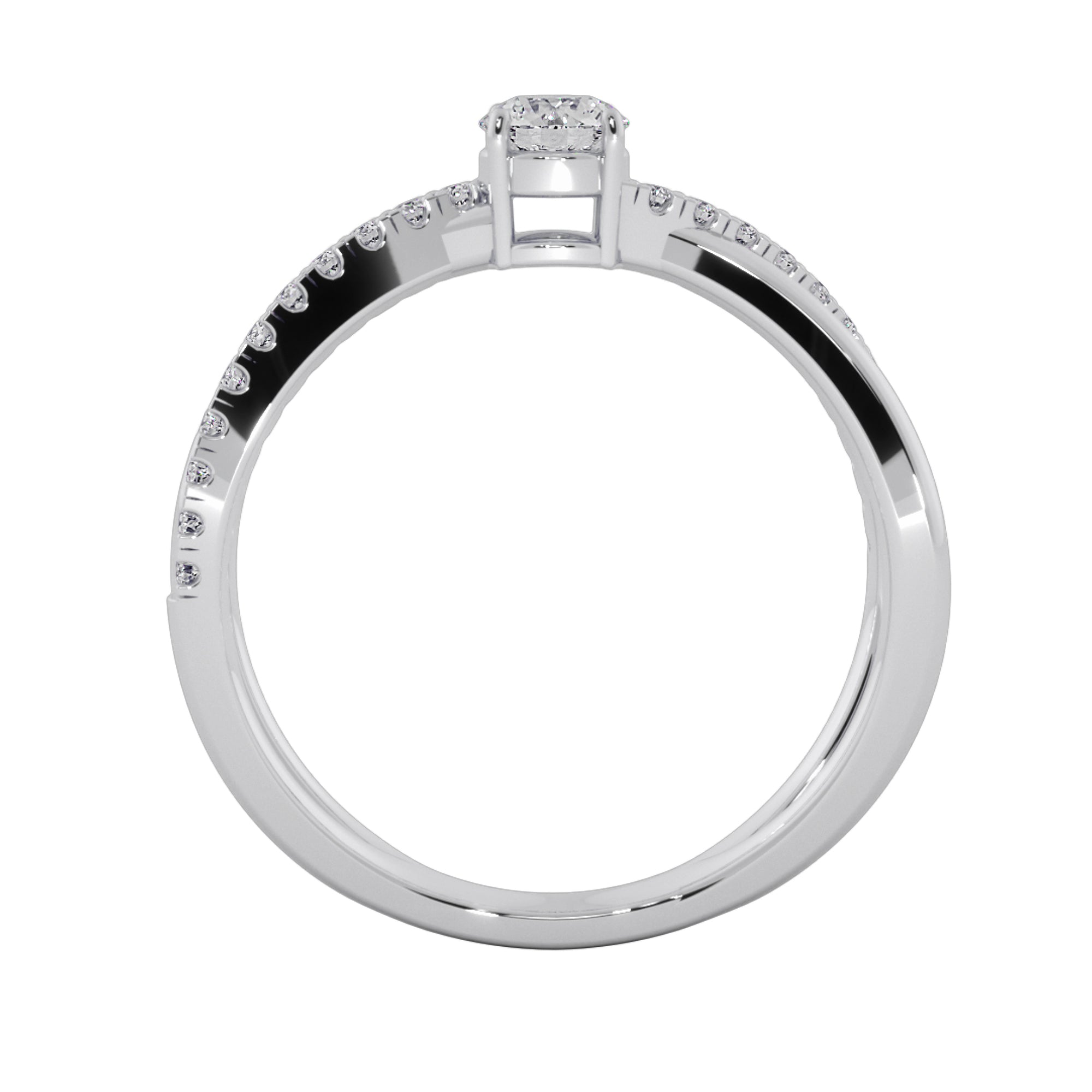 Criss Cross Round Cut Solitaire Engagement Ring