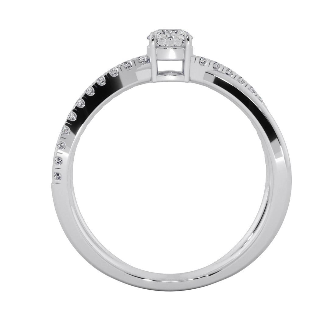Criss Cross Round Cut Solitaire Engagement Ring