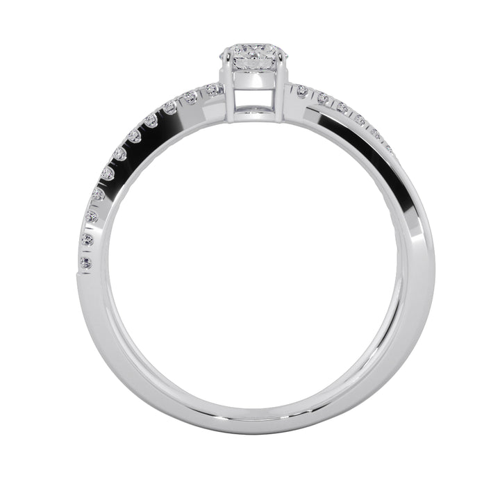 Criss Cross Round Cut Solitaire Engagement Ring
