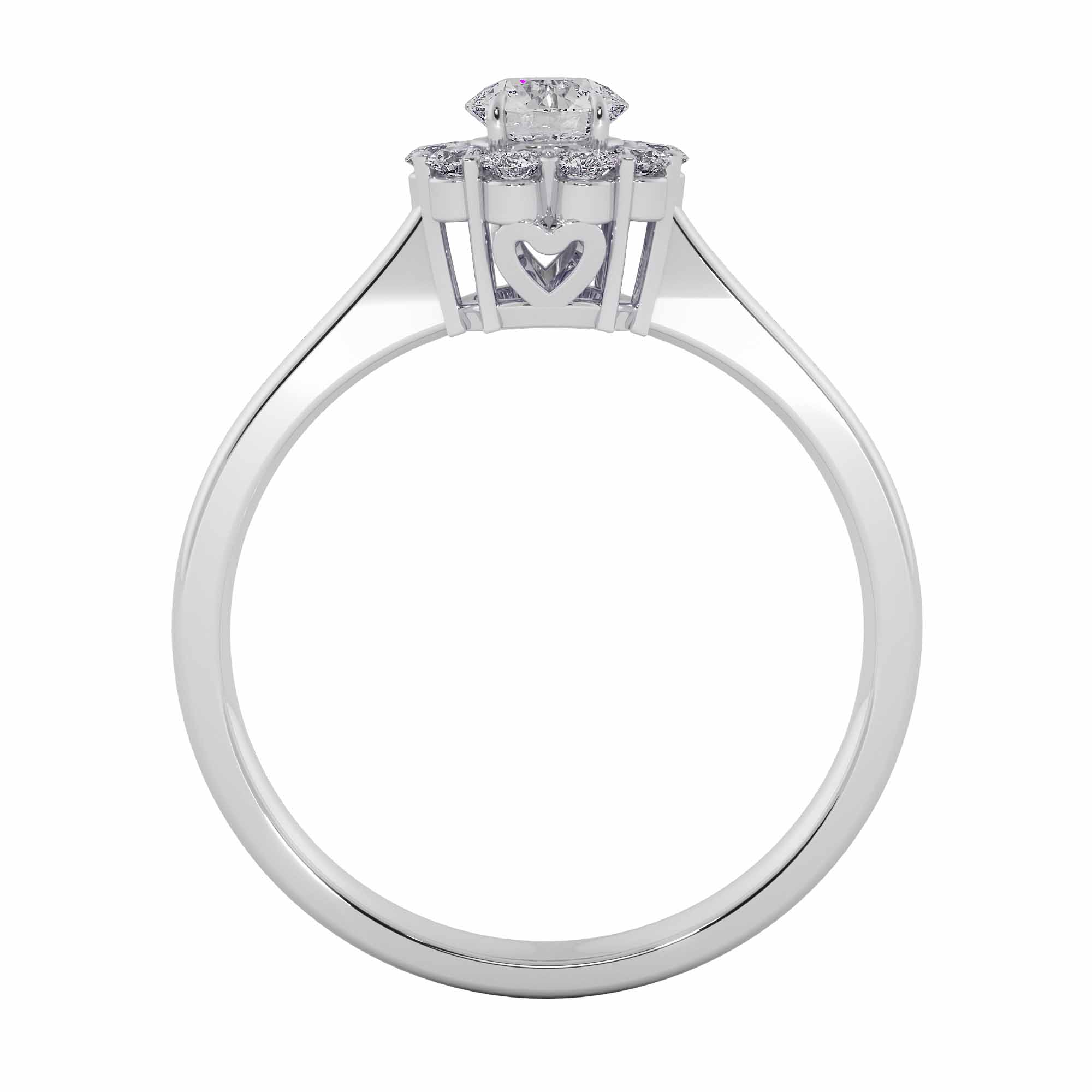 Floral Cluster Round Cut Diamond Engagement Ring