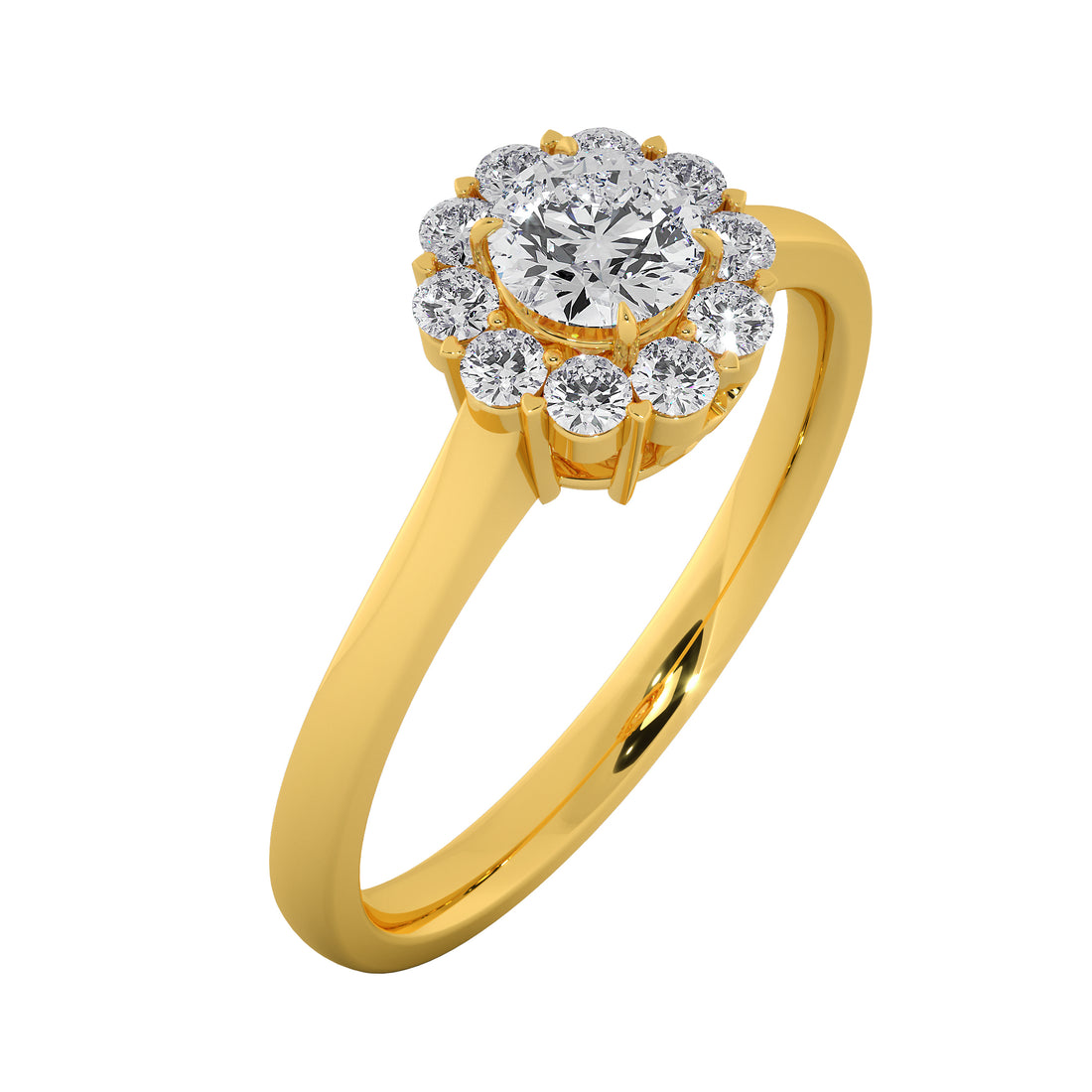 Floral Cluster Round Cut Diamond Engagement Ring