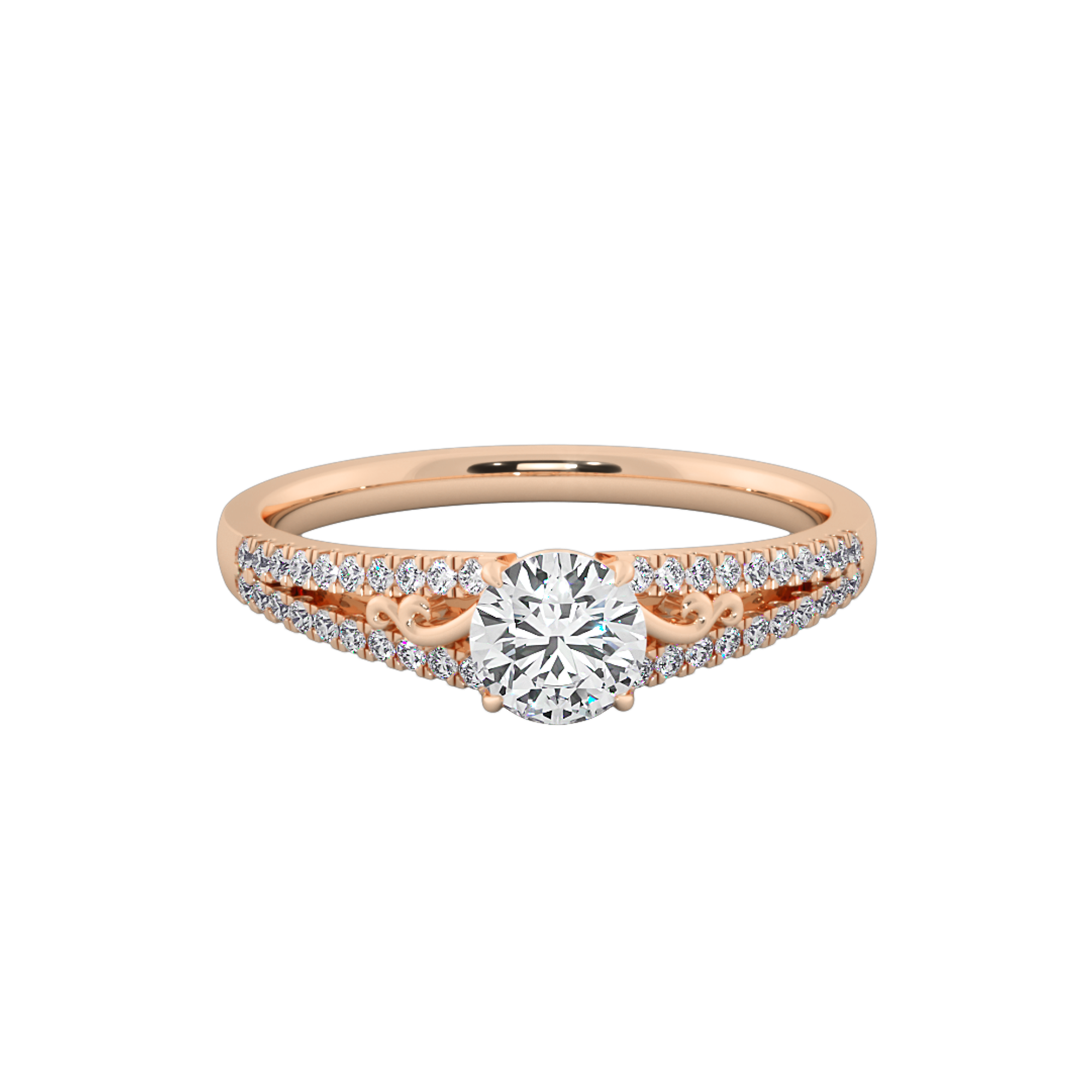 Round Lab Grown Double Row Engagement Ring
