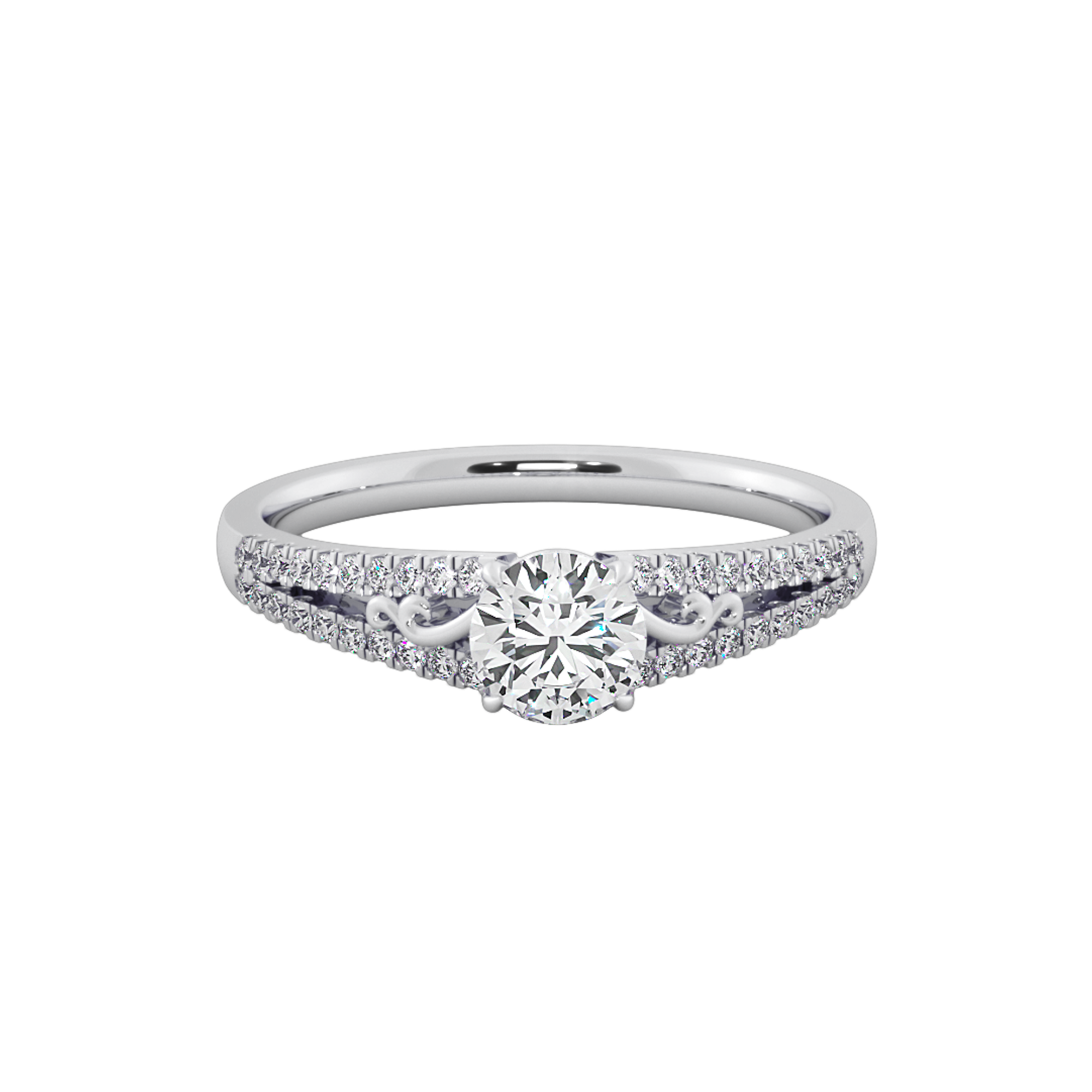 Round Lab Grown Double Row Engagement Ring