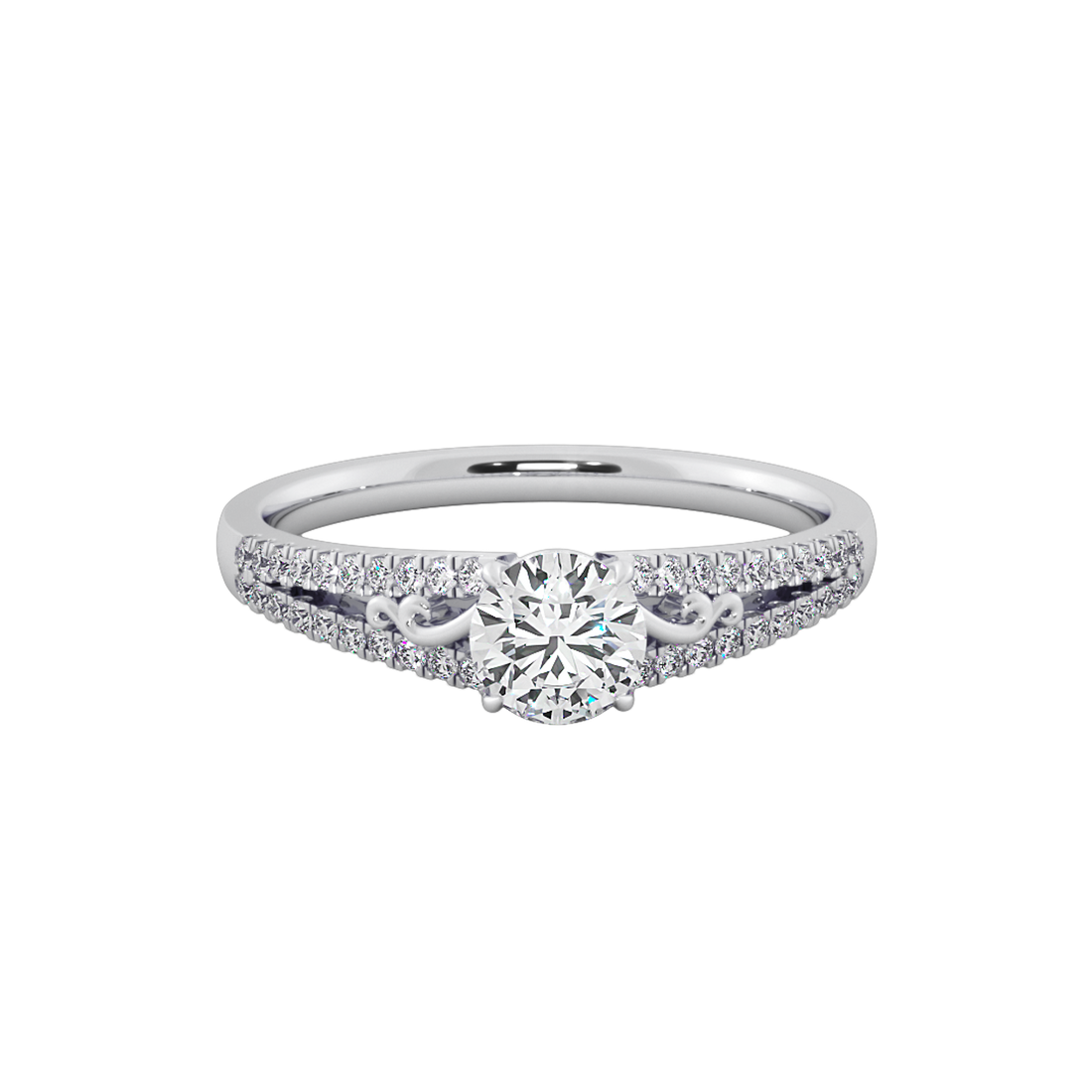 Round Lab Grown Double Row Engagement Ring