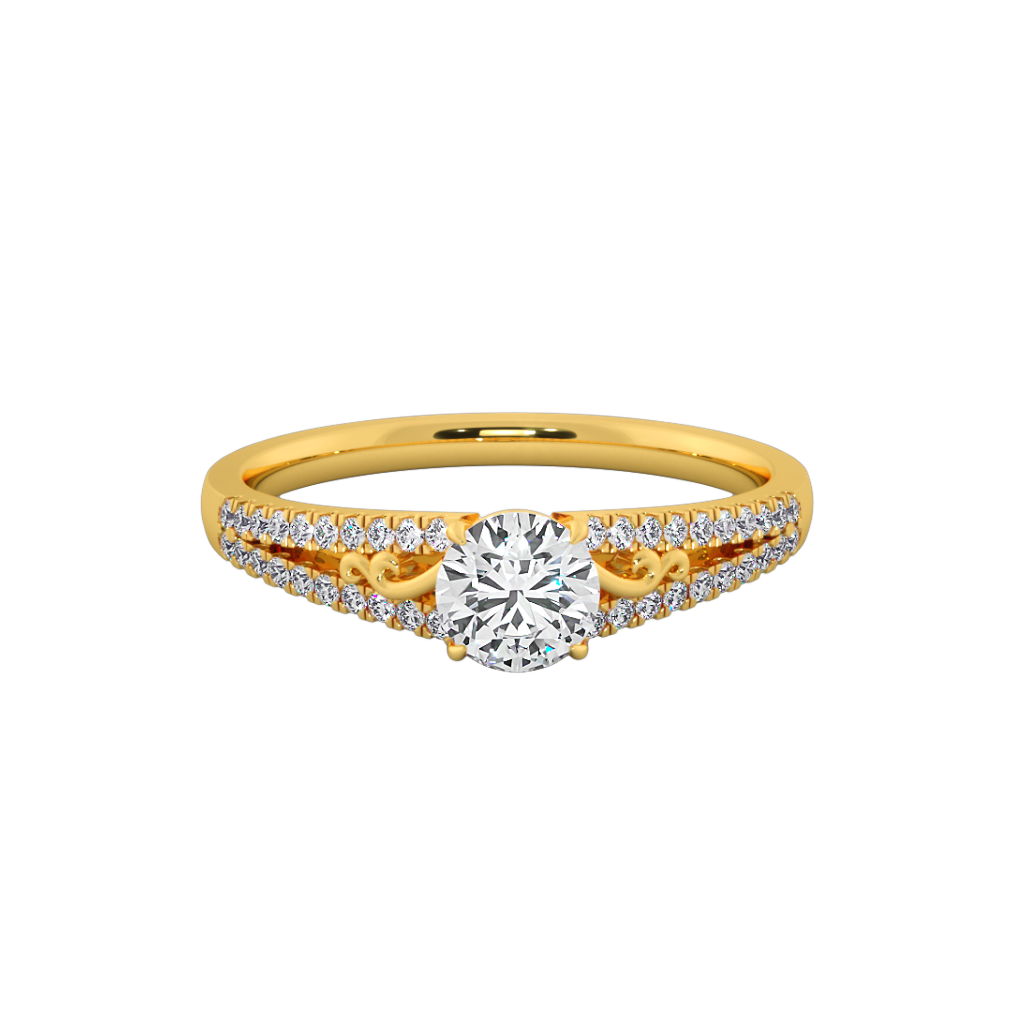 Round Lab Grown Double Row Engagement Ring