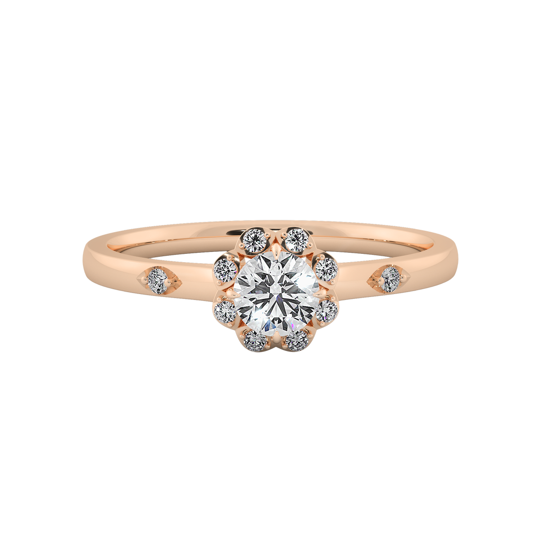 Elegant Round Diamond Sparkling Halo Engagement Ring