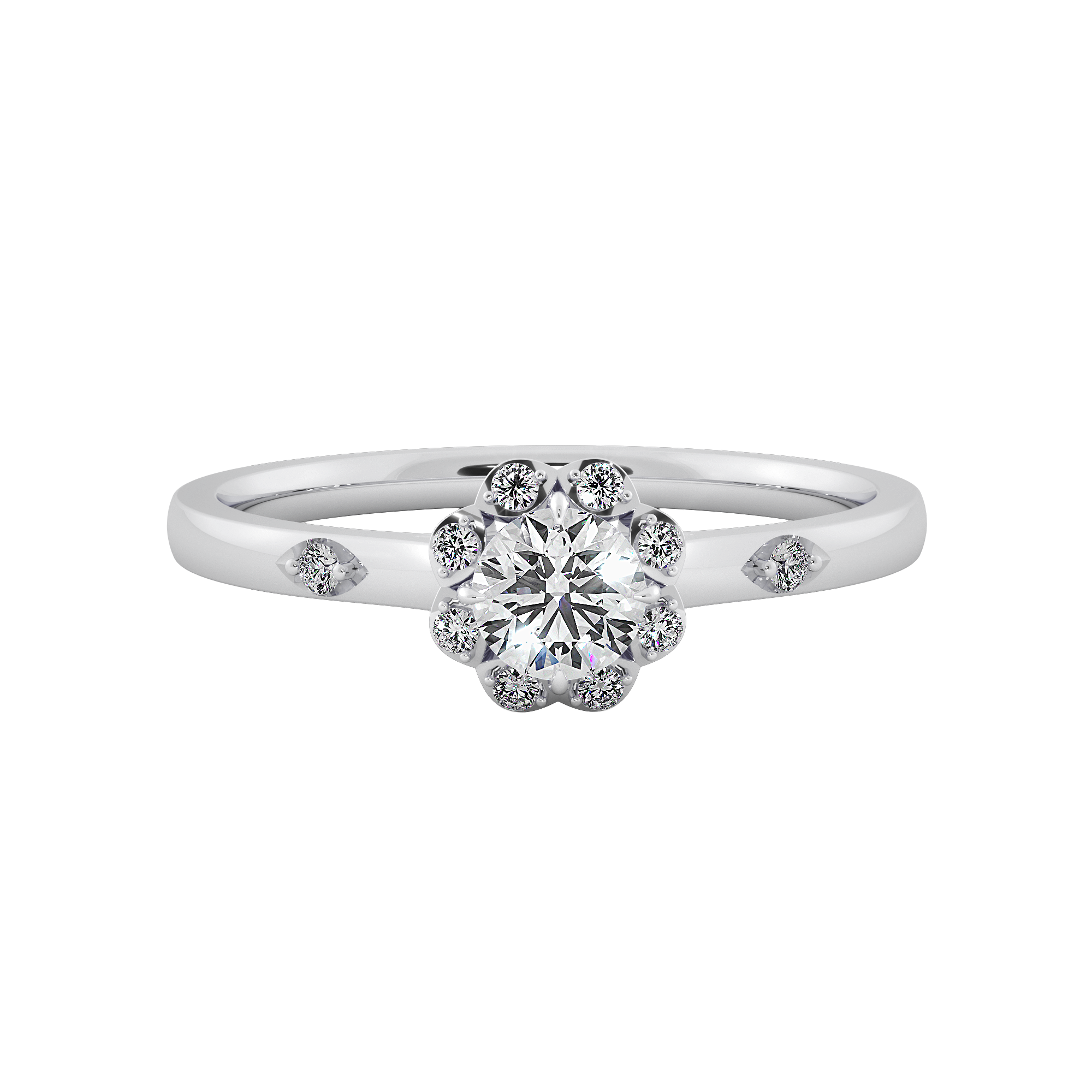 Elegant Round Diamond Sparkling Halo Engagement Ring