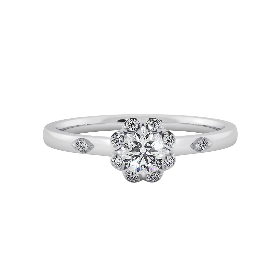 Elegant Round Diamond Sparkling Halo Engagement Ring