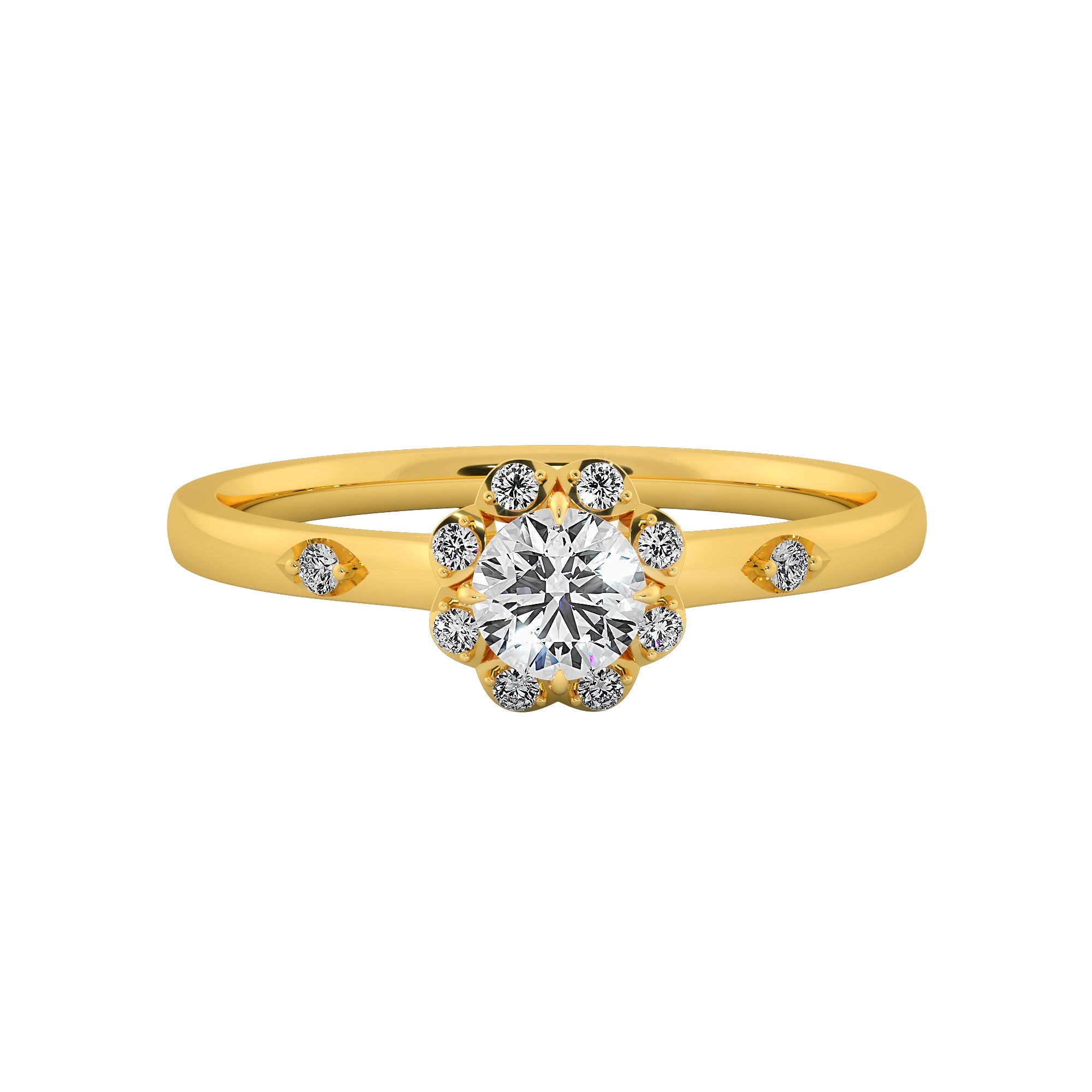Elegant Round Diamond Sparkling Halo Engagement Ring