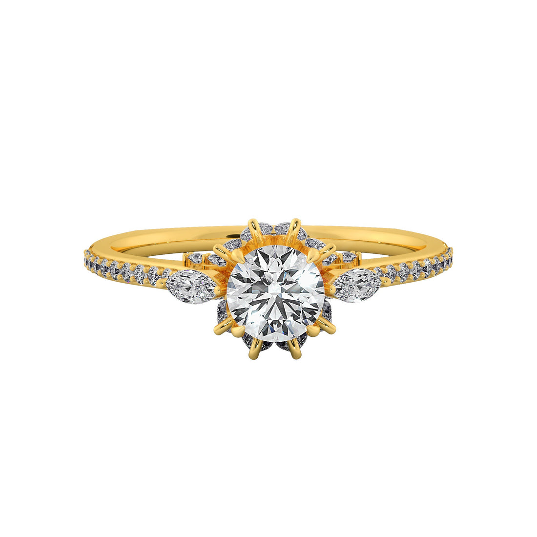 Petal Halo Round Cut Lab Grown Diamond Ring