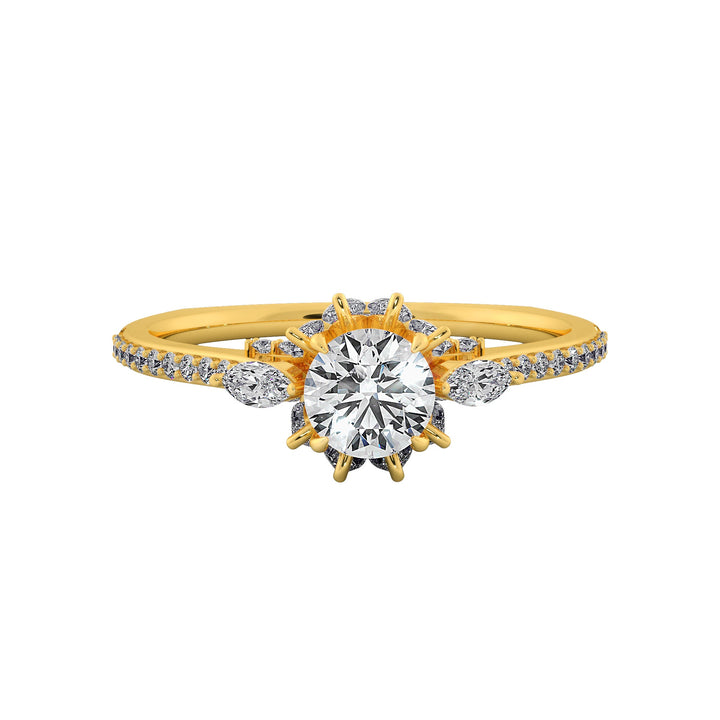 Petal Halo Round Cut Lab Grown Diamond Ring