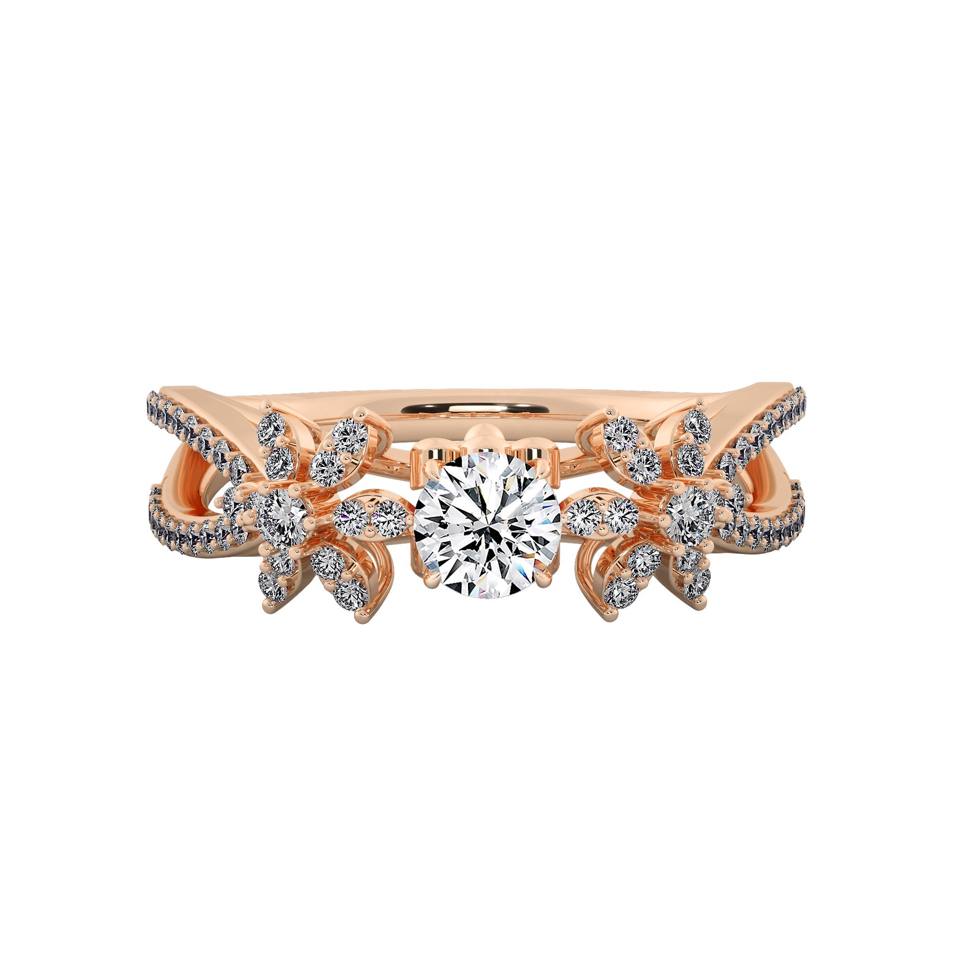 Radiant Blossom Halo Diamond Engagement Ring