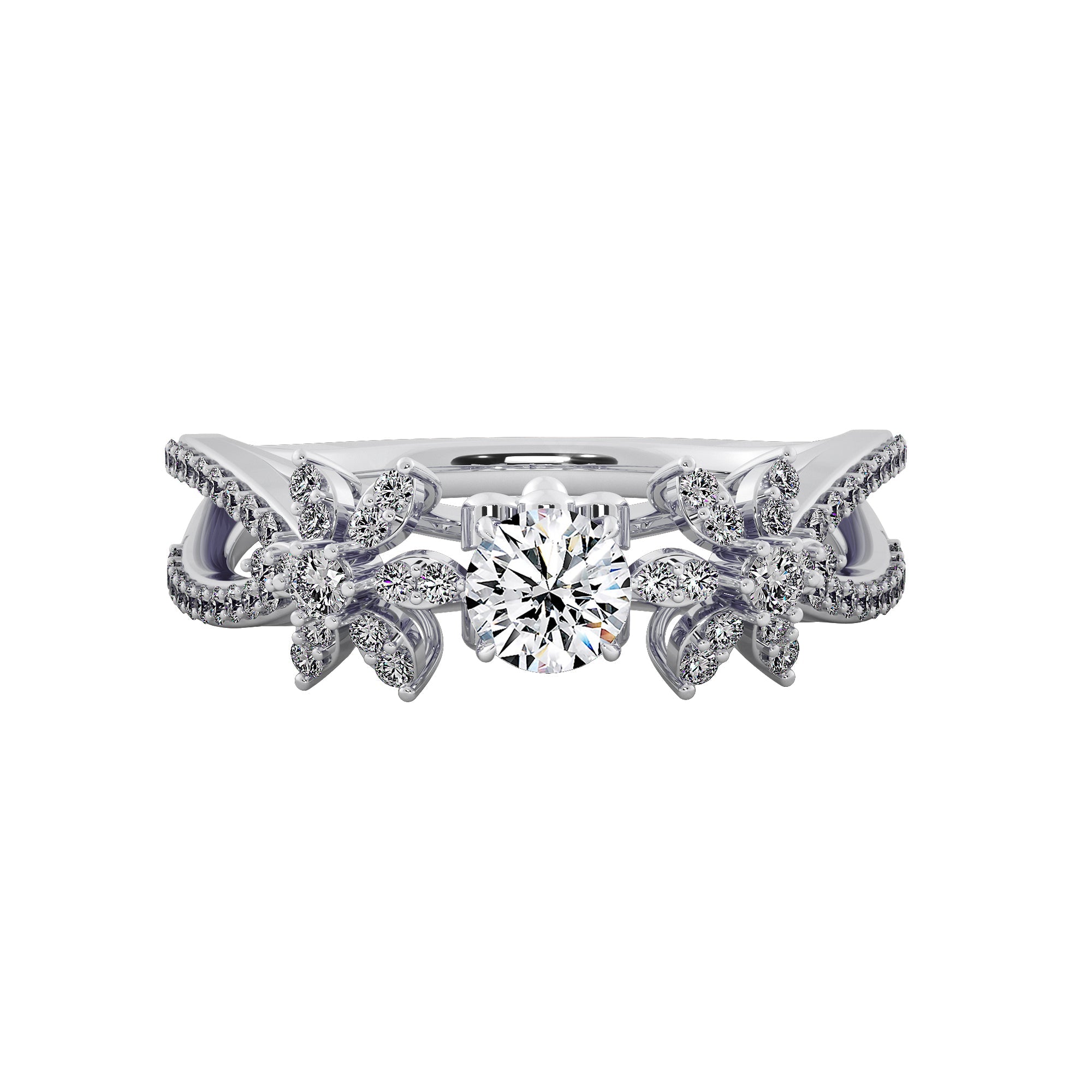 Radiant Blossom Halo Diamond Engagement Ring