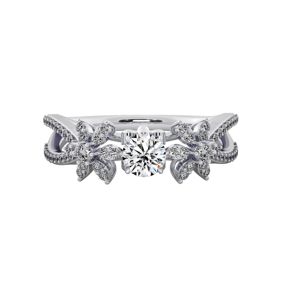 Radiant Blossom Halo Diamond Engagement Ring