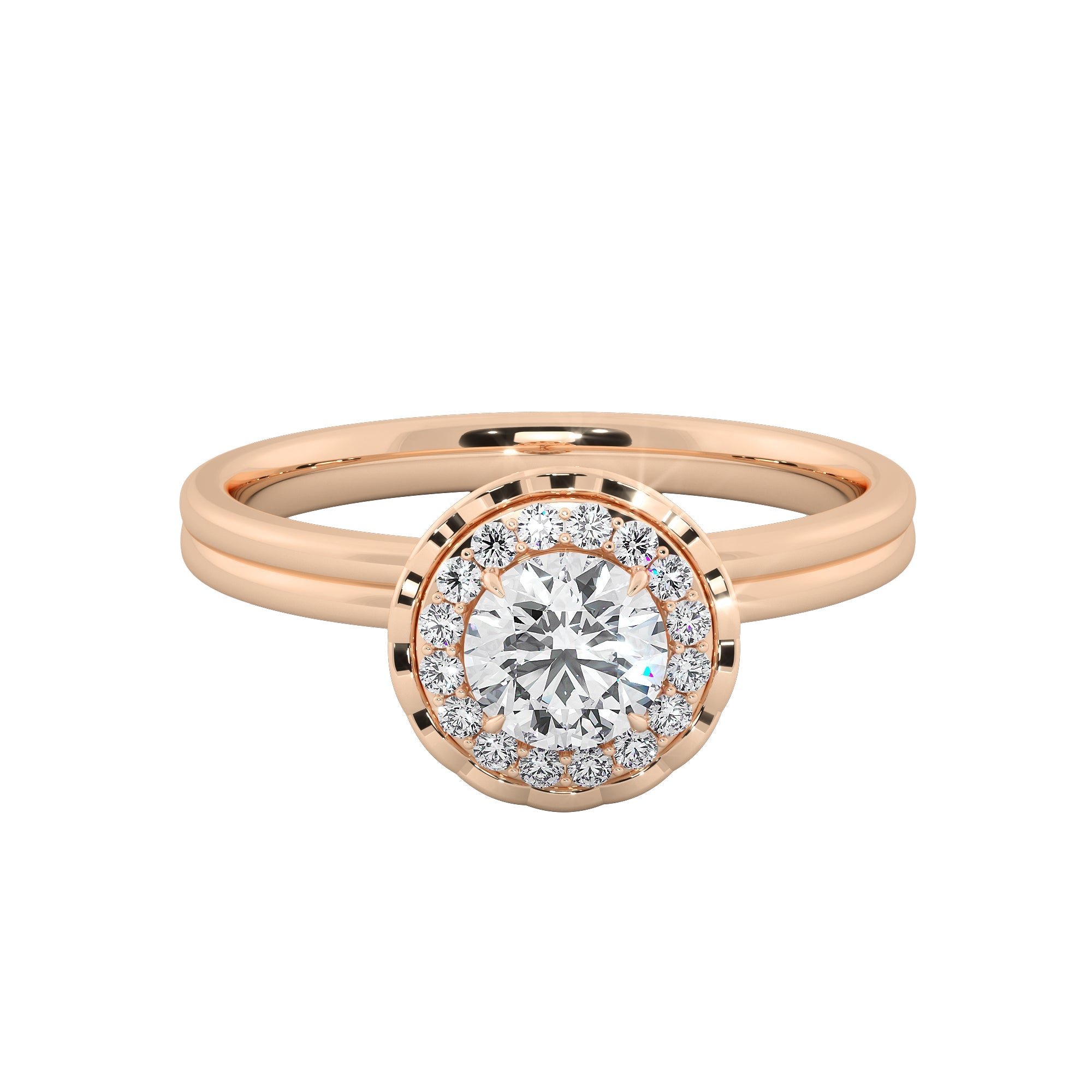 Lace Crown Round Cut Diamond Ring