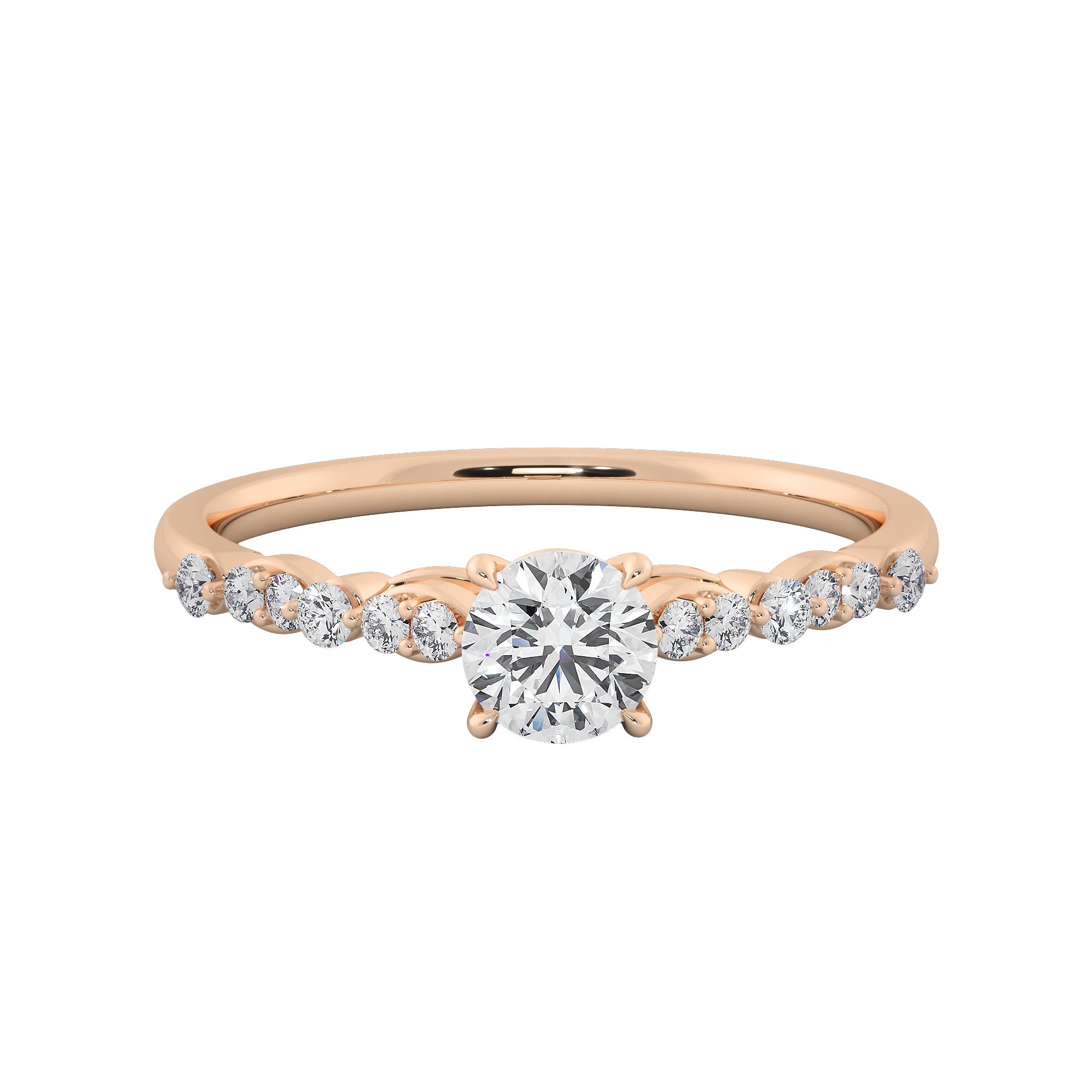 Round Brilliant Cut Lab Grown Diamond Engagement Halo Ring